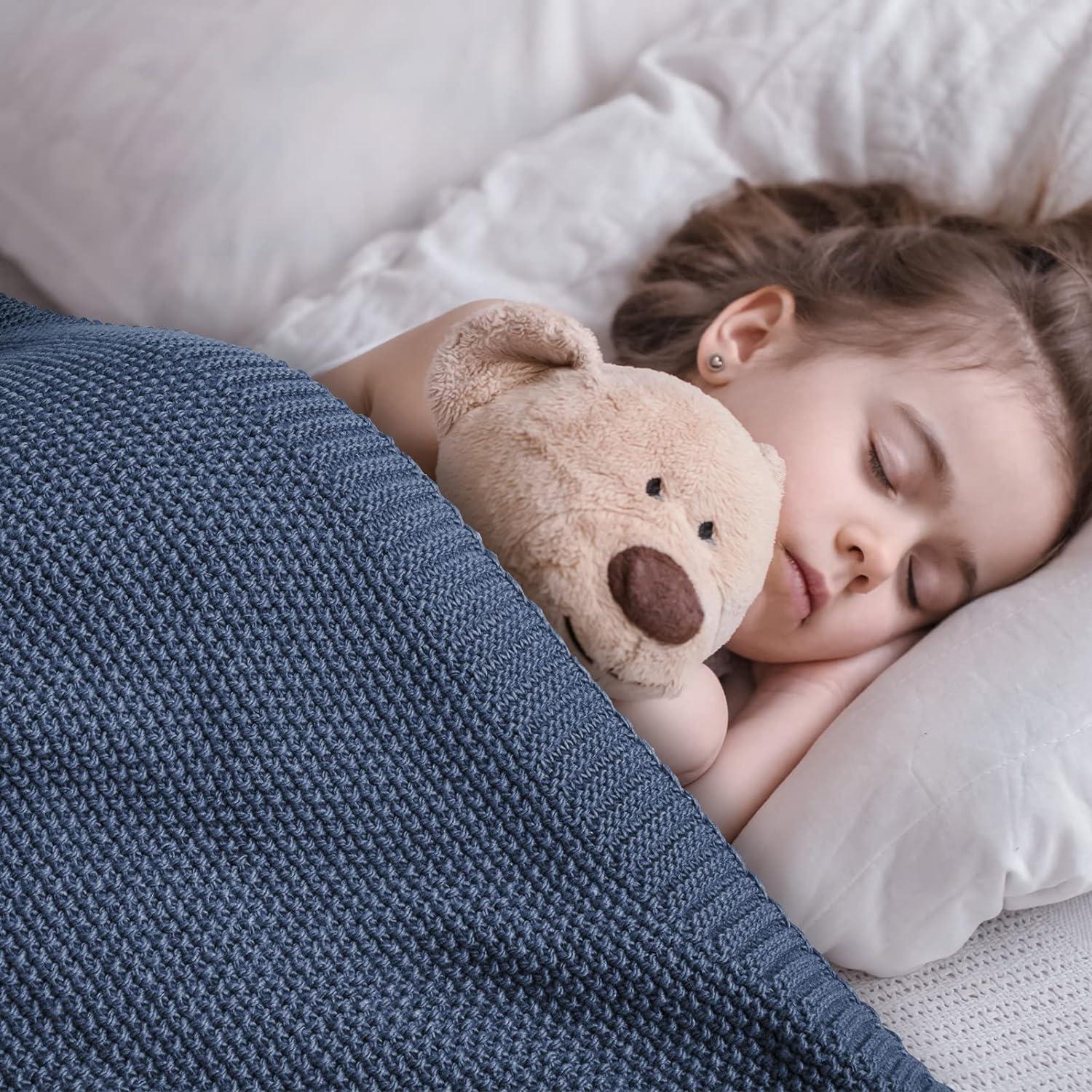 CozeCube Blue Throw Blanket for Couch, Soft Cozy Cable Knit Throw for Bed Sofa Living Room, Lightweight Warm Decorative Farmhouse Christmas Blanket, 50"x60", Dusty Blue