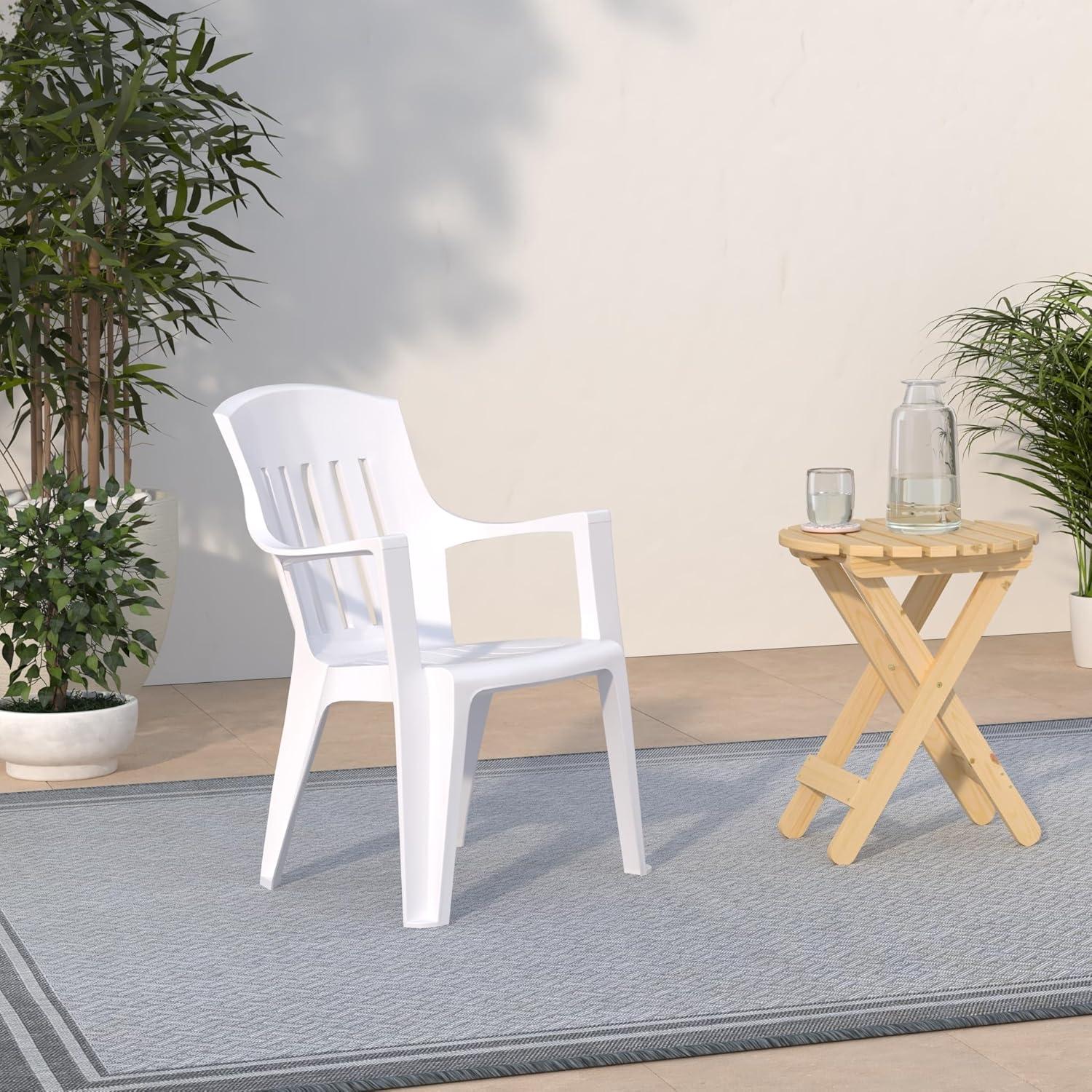 White Resin Stackable Outdoor Fan Back Chair