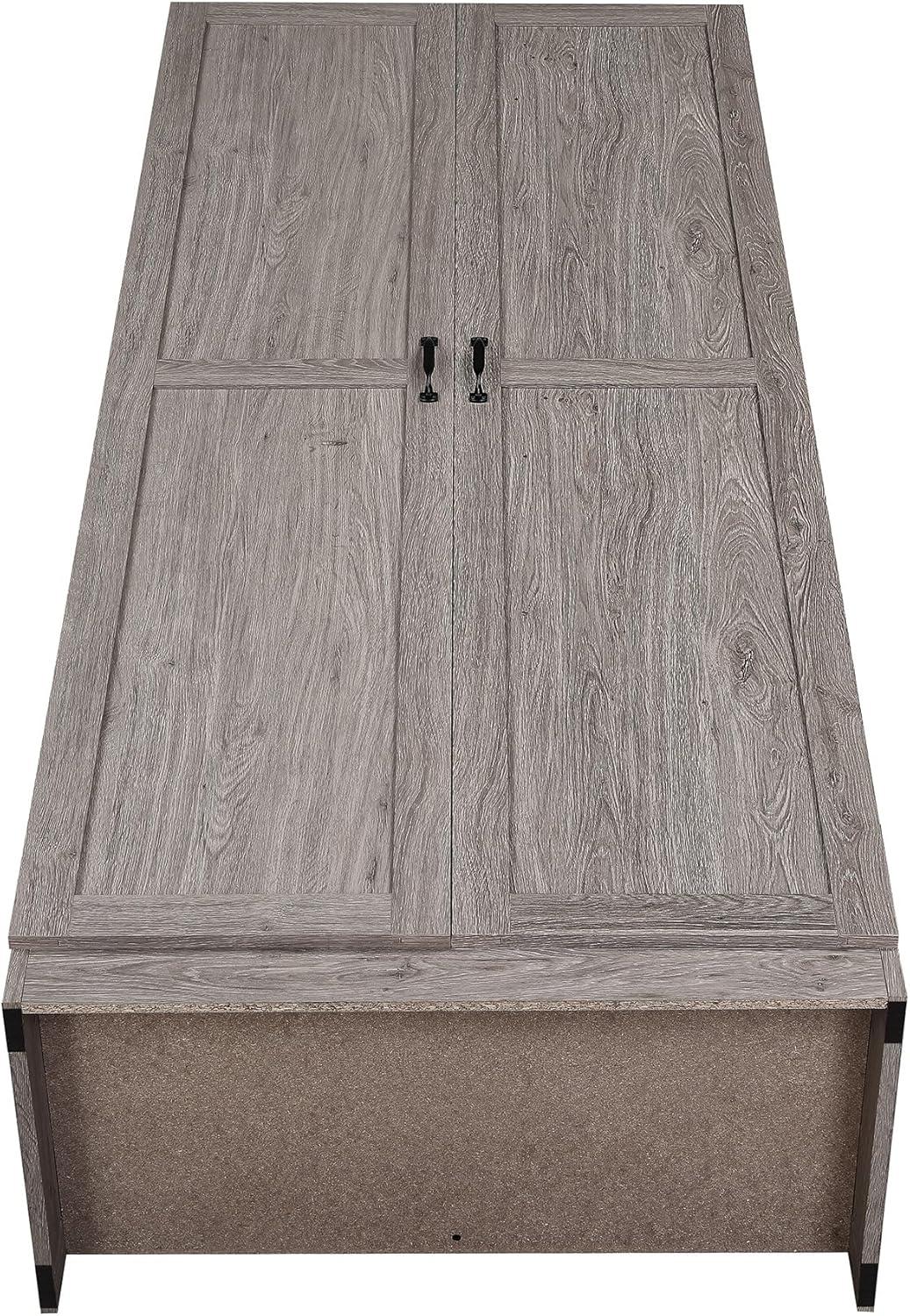Hopkins Modern 4 Shelf Storage Closet Gray - Manhattan Comfort: MDF Wooden, 2-Door, Divided Storage Cabinet