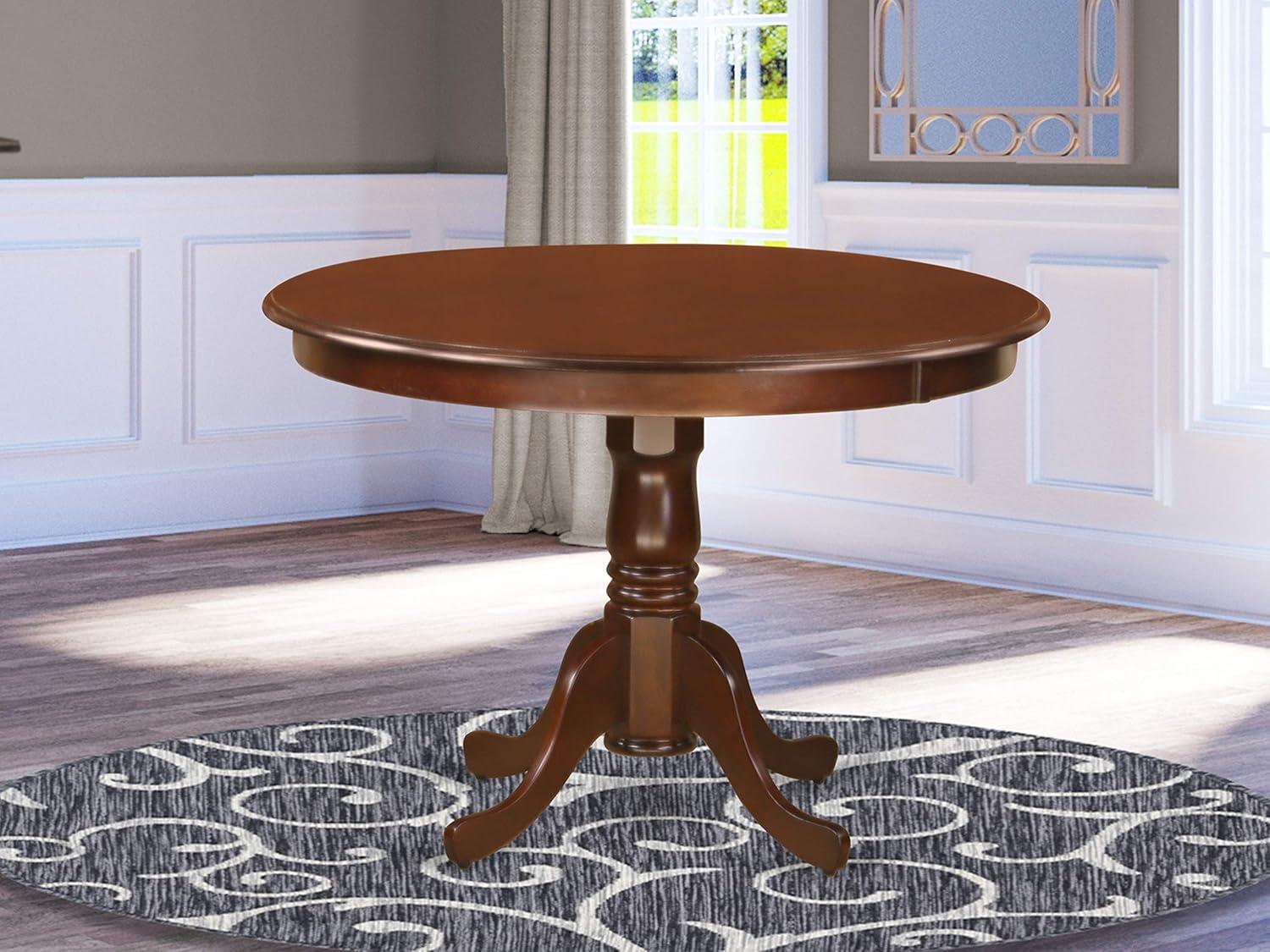 Elegant Mahogany Wood Round Dining Table with Pedestal Base, 42" Diameter