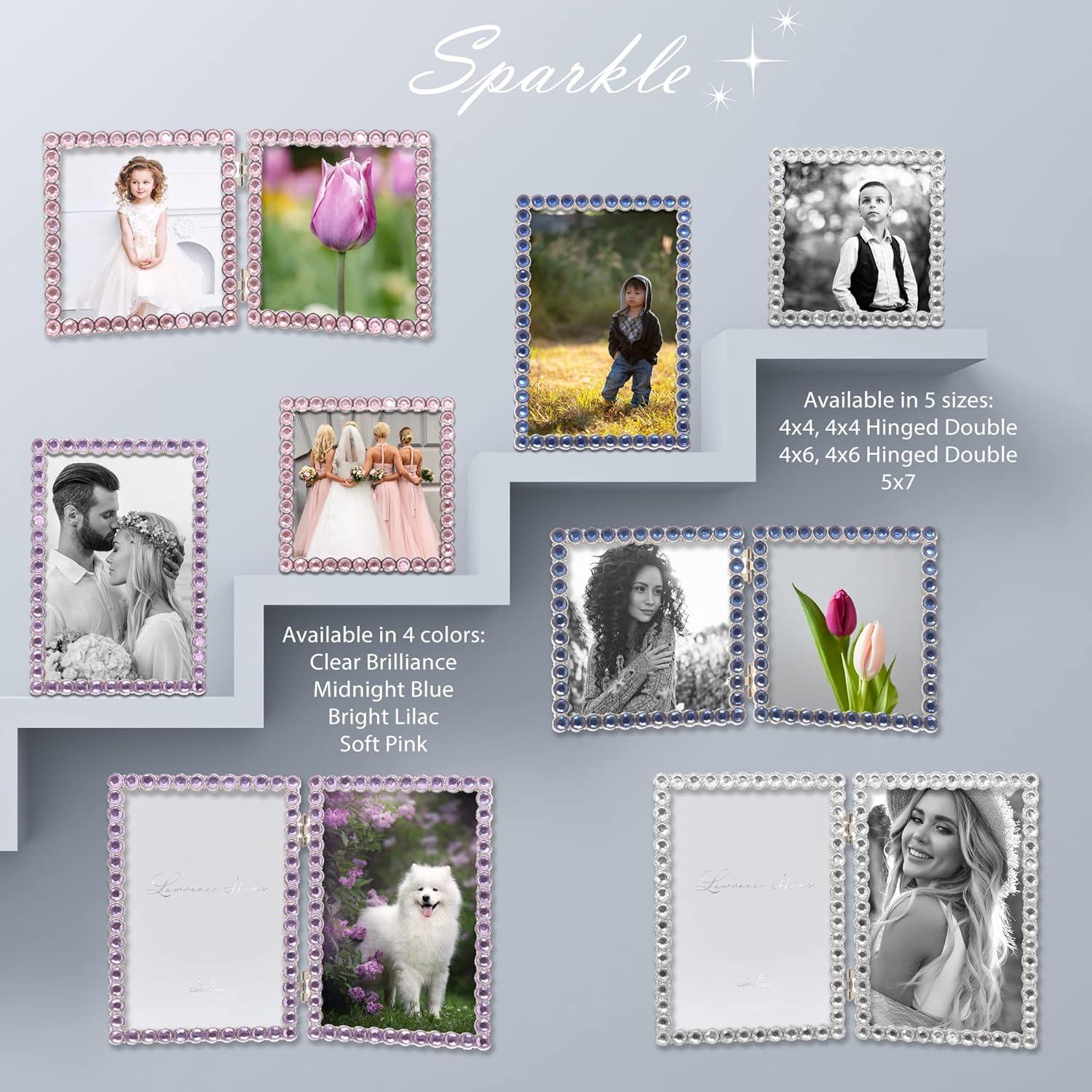 4x6 Silver Metal Sparkle Double Frame - Clear Brilliance