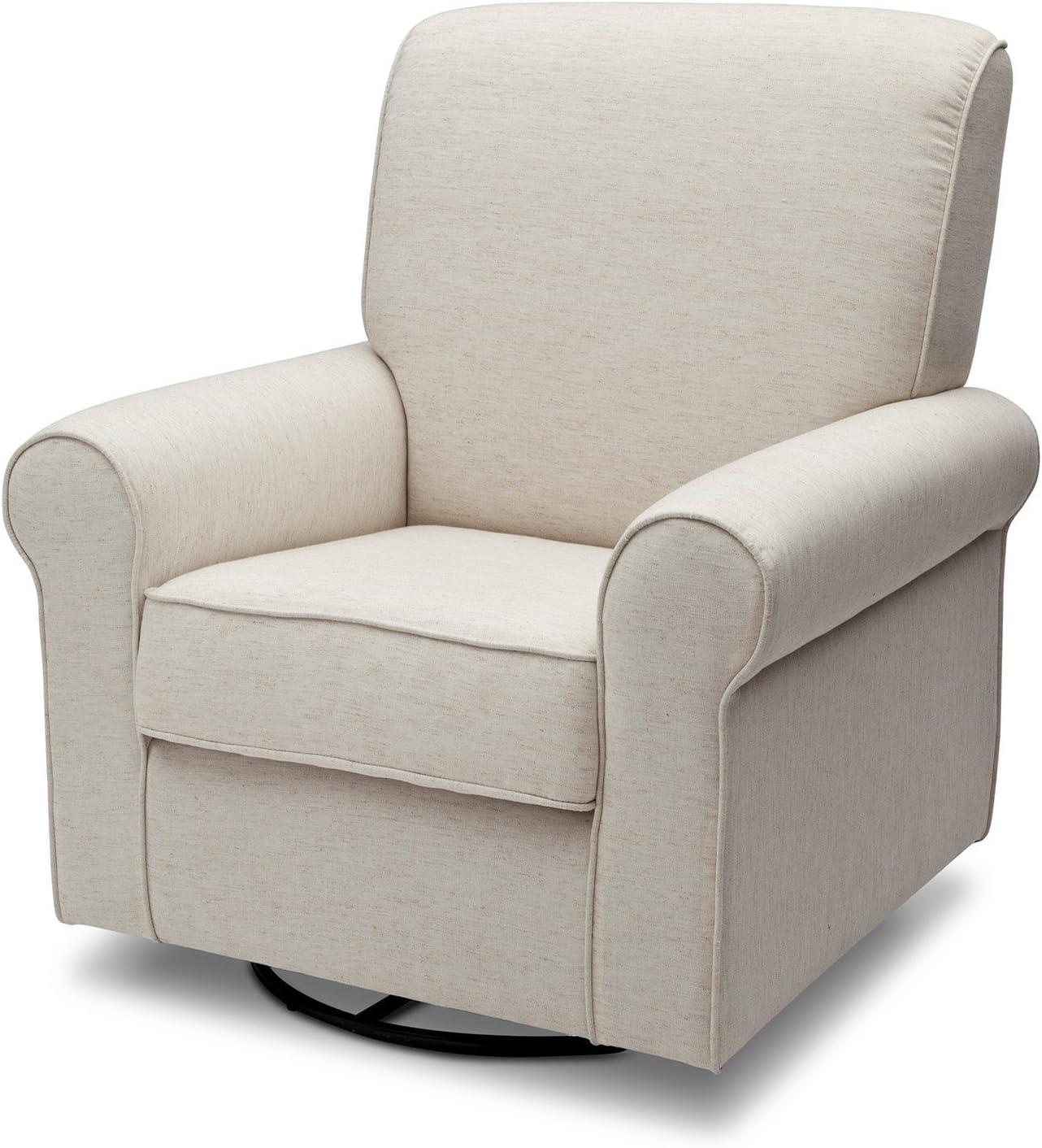 Sand Upholstered Swivel Glider with Wood Frame