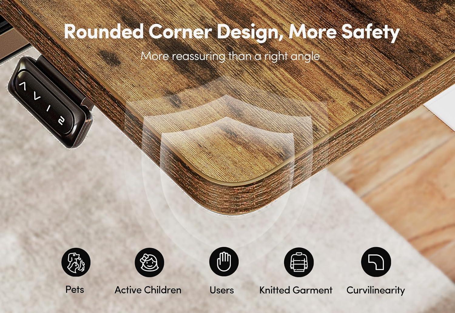 BANTI 55" x 24" Height Adjustable Electric Standing Desk with Keyboard Tray, Sit Stand up Desk with Splice Board, Black Frame/Rustic Brown Top