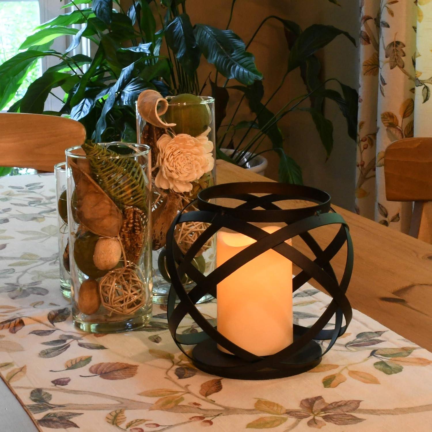 Modern Blackened Metal Circular Hanging Candle Lantern