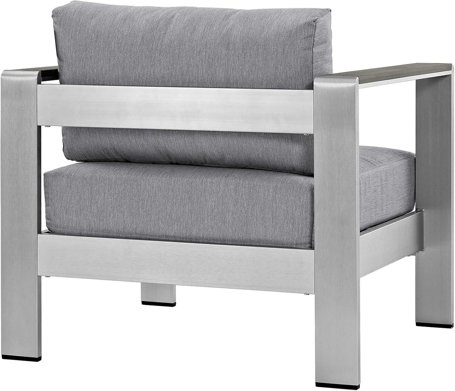 Silver Gray Shore Outdoor Patio Aluminum Armchair