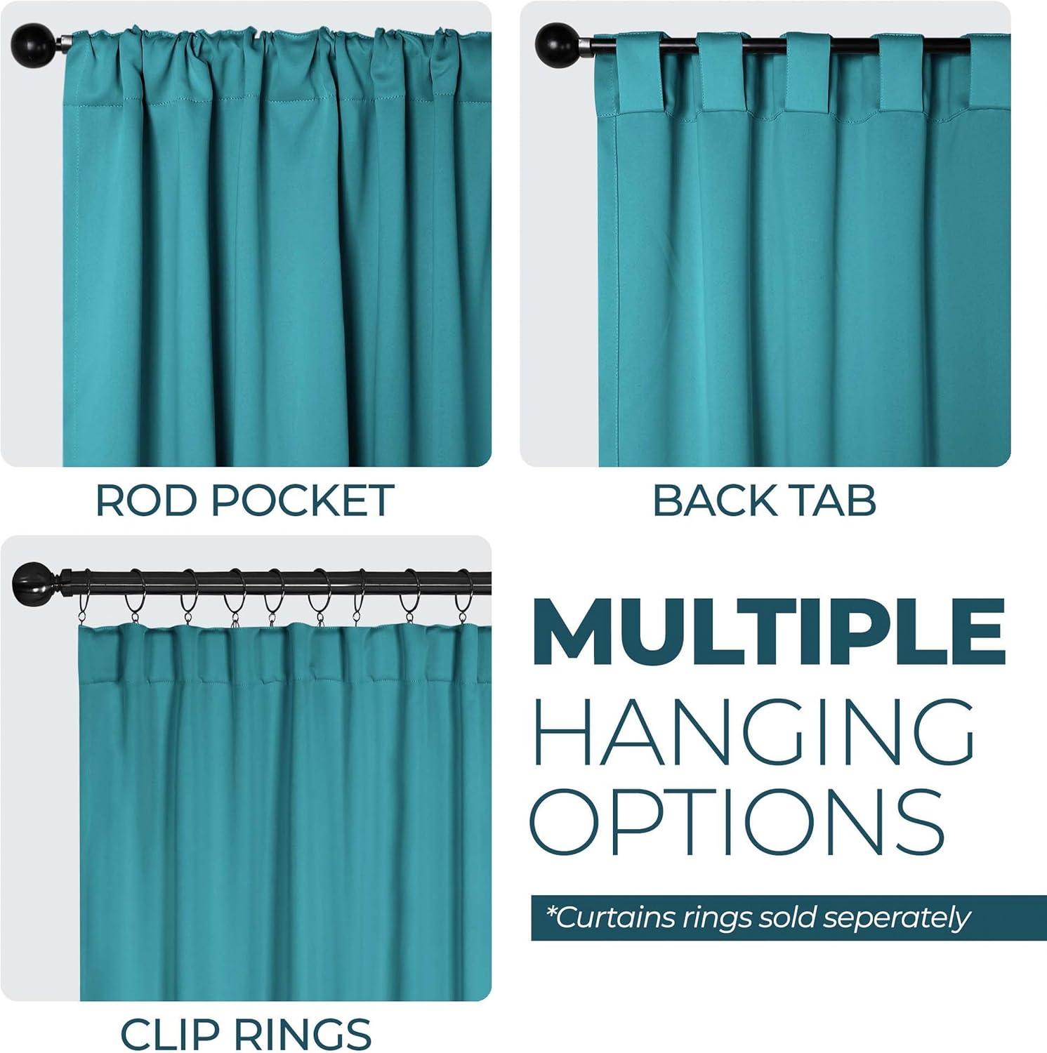 Aqua Polyester Blackout Back Tab Curtains 52" x 72"