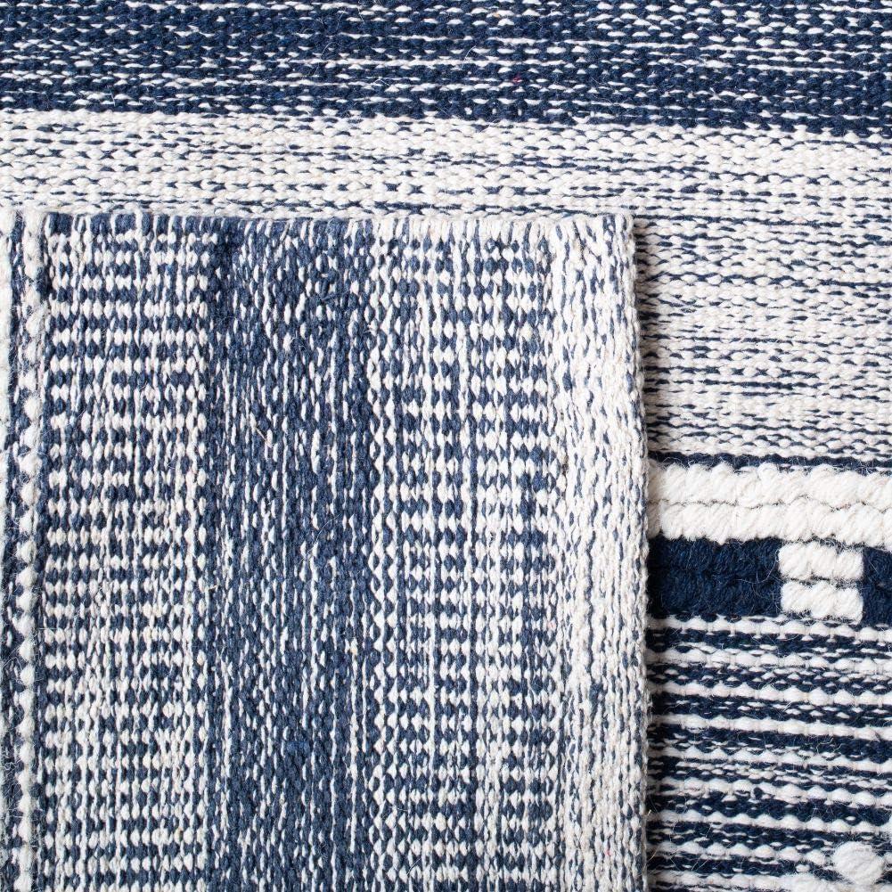 Striped Kilim STK522 Hand Woven Area Rug - Navy/Ivory - 8'x10' - Safavieh.