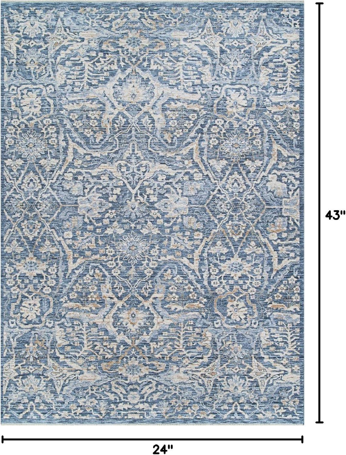 Caroline Blue and Beige Synthetic Rectangular Area Rug 2' x 3'7"