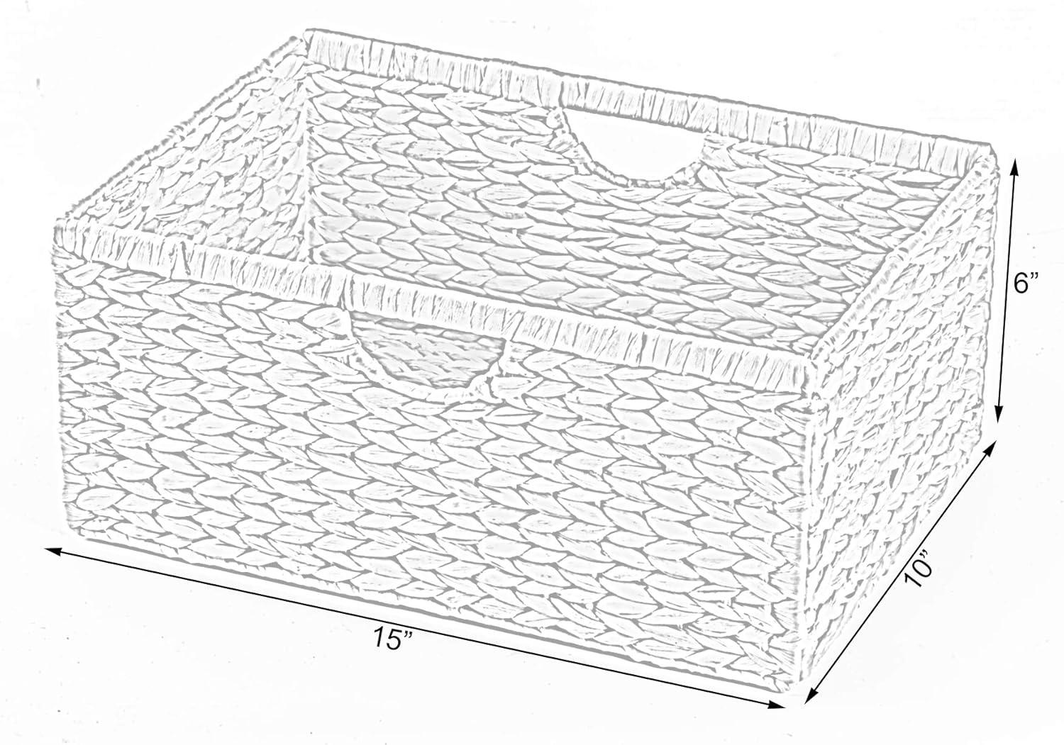 Highland Dunes 3 Small Hyacinth Baskets Rustic Handwoven Multipurpose Foldable Storage Organizer Decorative Laundry Totes and Woven Storage Bin for Bedroom Living Room Bathroom Pantry and Closet