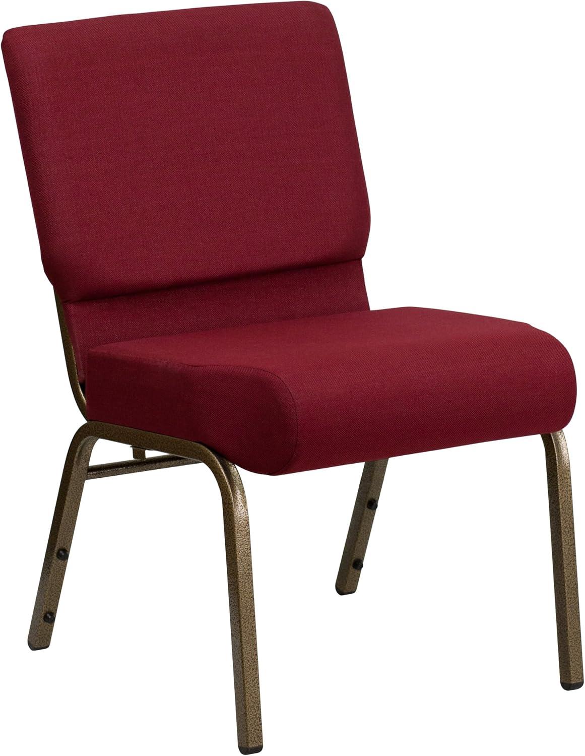 Flash Furniture HERCULES Series Fabric Church Stacking Chair Burgundy/Gold Vein Frame 4 Pack