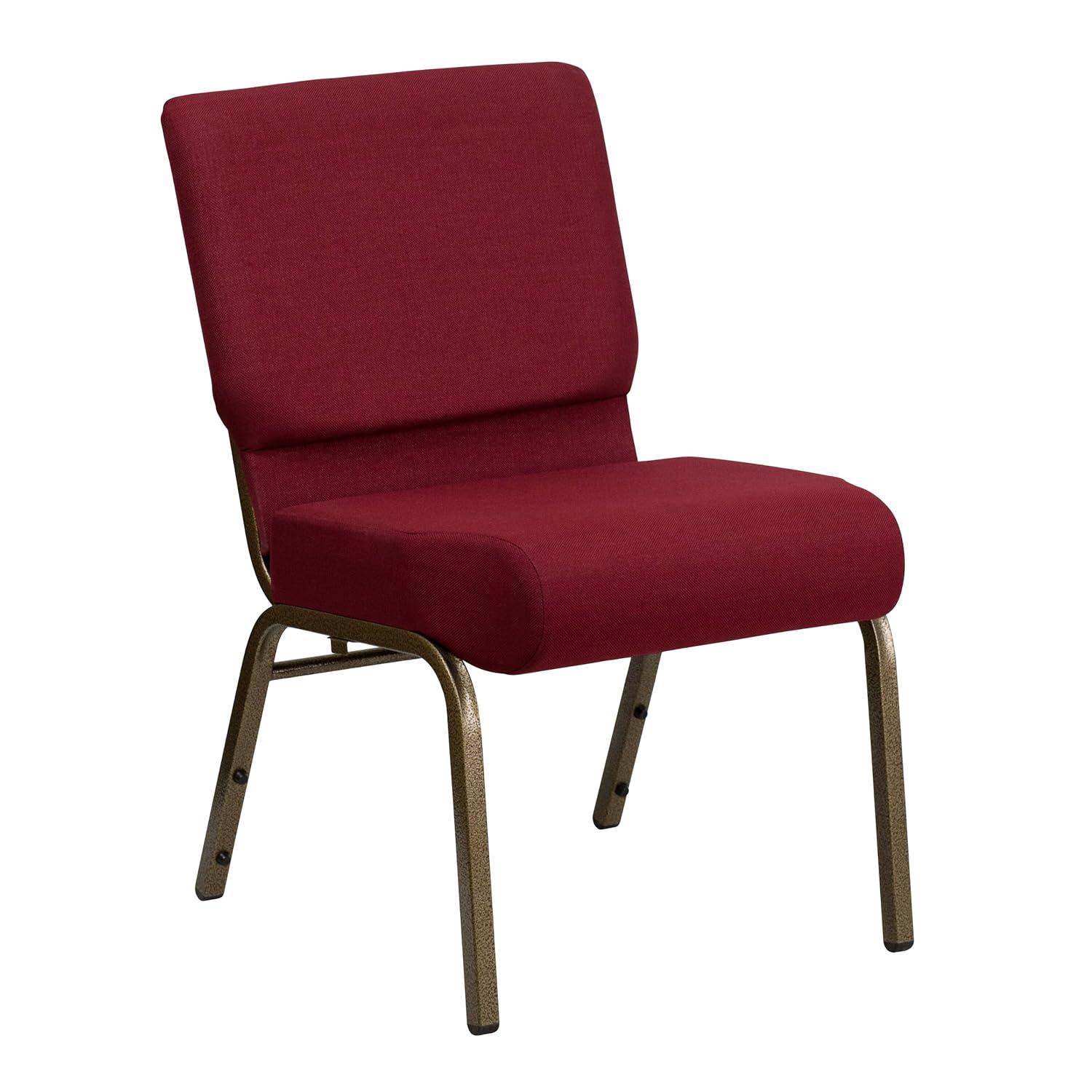 Flash Furniture HERCULES Series Fabric Church Stacking Chair Burgundy/Gold Vein Frame 4 Pack