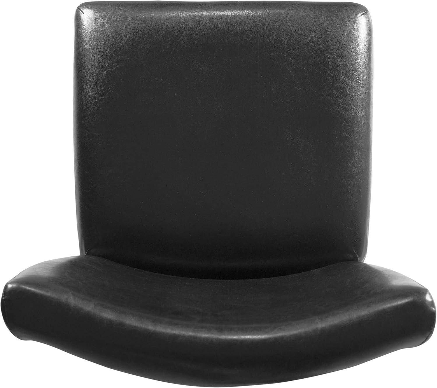 24" Faux Leather Luxury Counter Height Barstool Black - HomePop: Rubberwood Legs, Padded Back