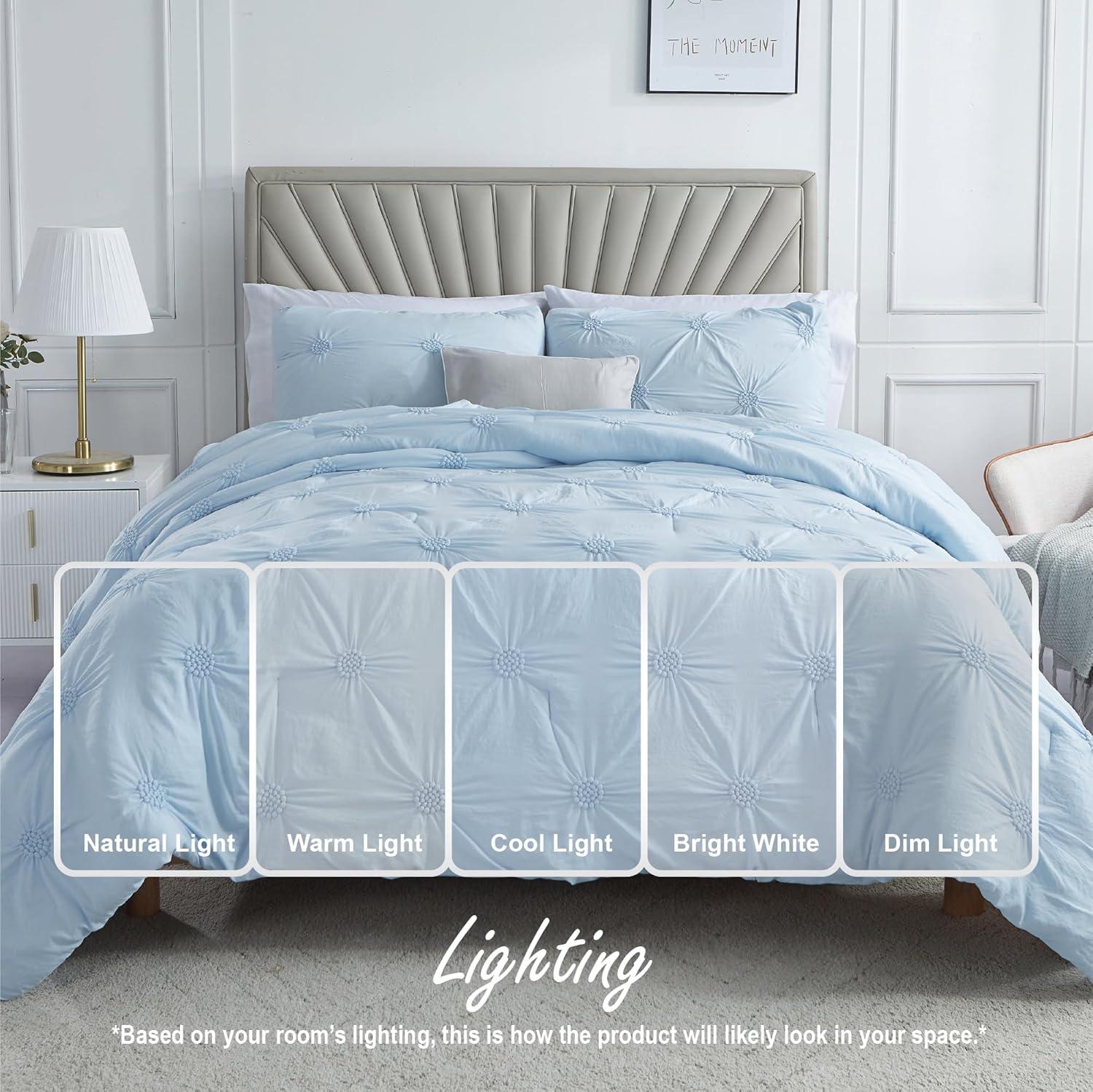 Swift Home Supreme Microfiber Floral Pintuck Microfiber 3-Piece Comforter Set
