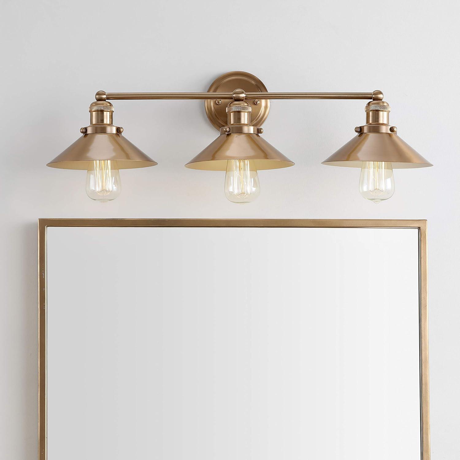 July Collection 26.5" Brushed Brass 3-Light Vanity with Clear Glass