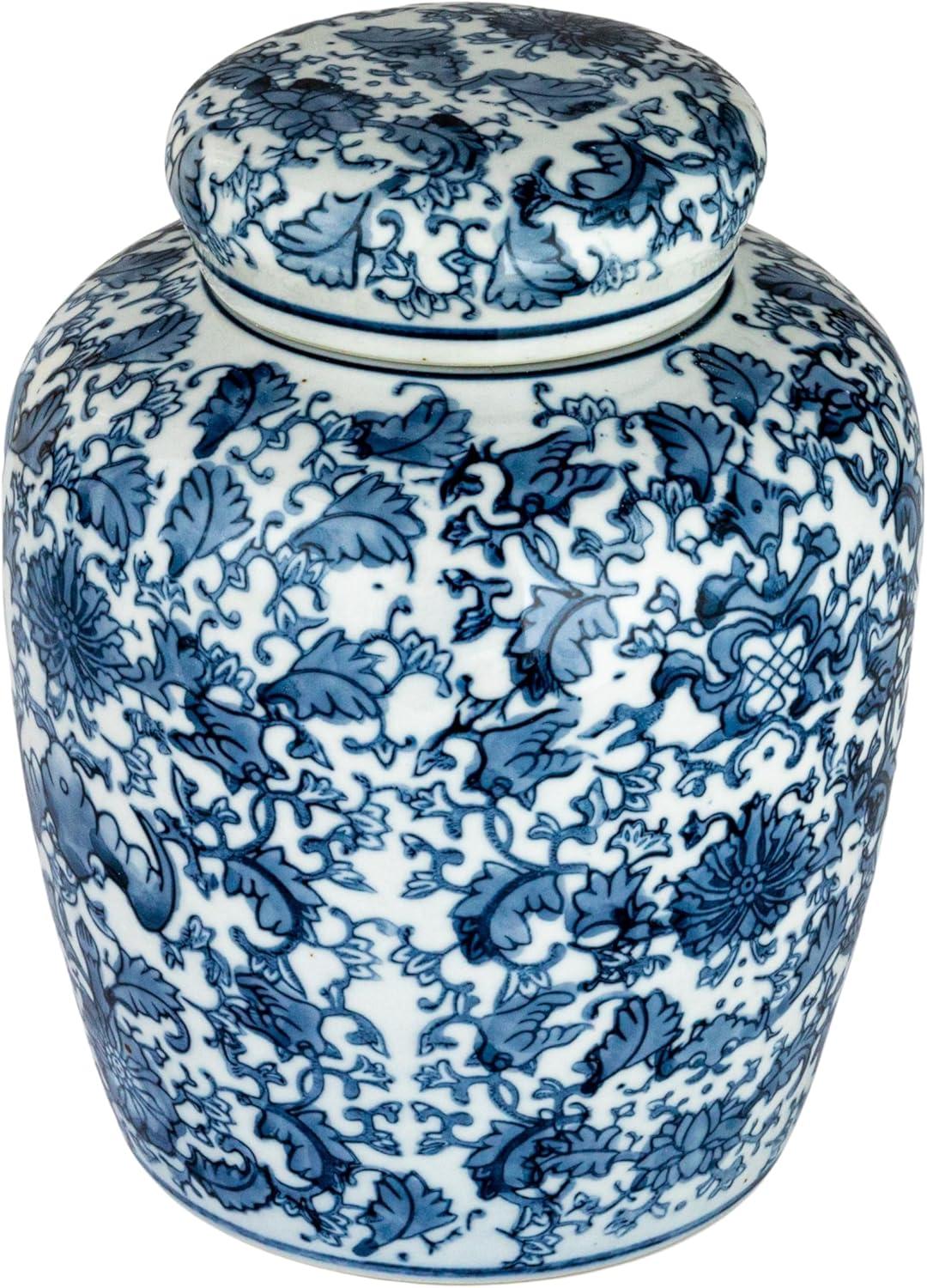 Decorative Ceramic Ginger Jar (8.25") - Blue/White - Storied Home