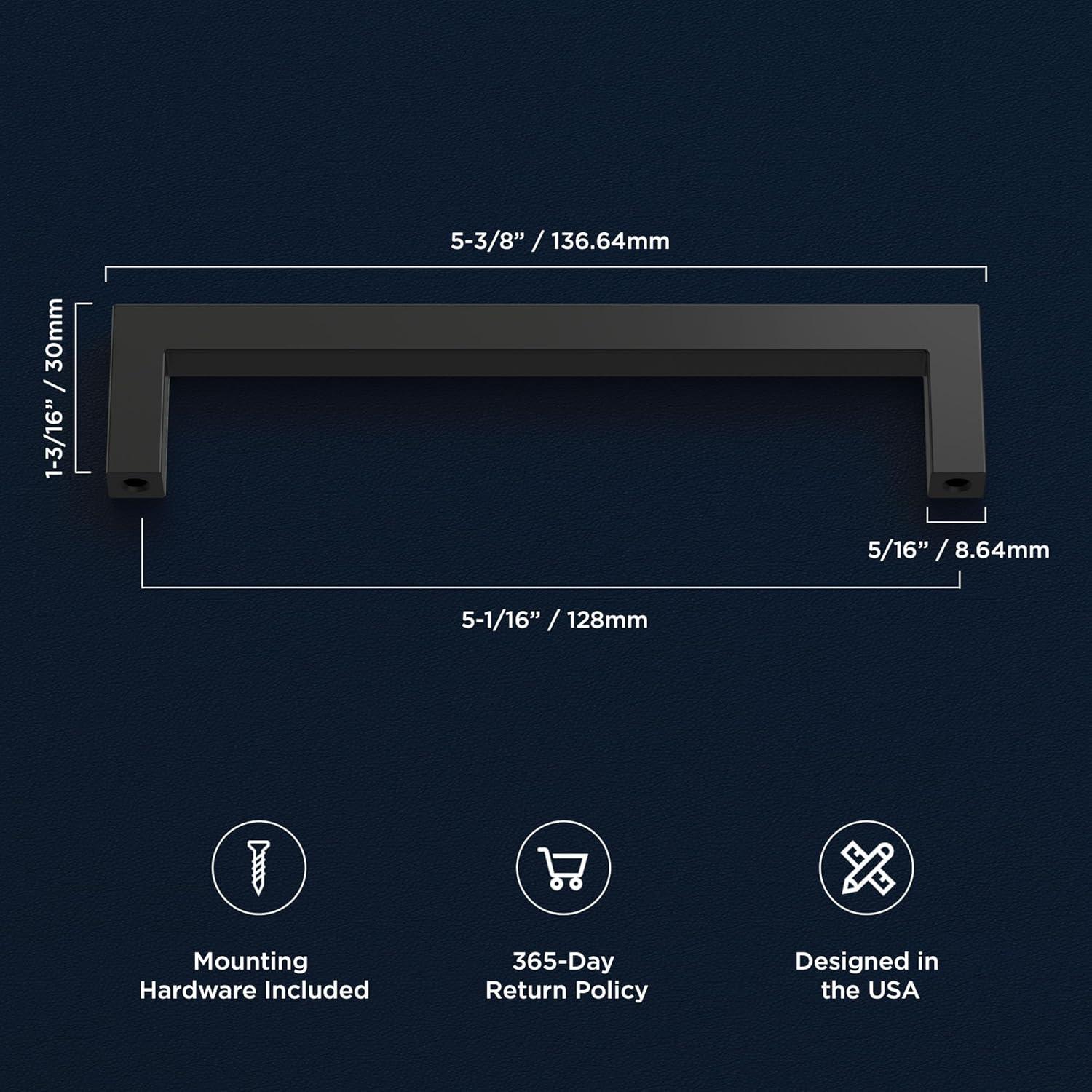 Heritage Designs Kitchen Cabinet Handles, 5 1/16" Square Drawer Pulls for Cabinet Doors, Dresser Drawers