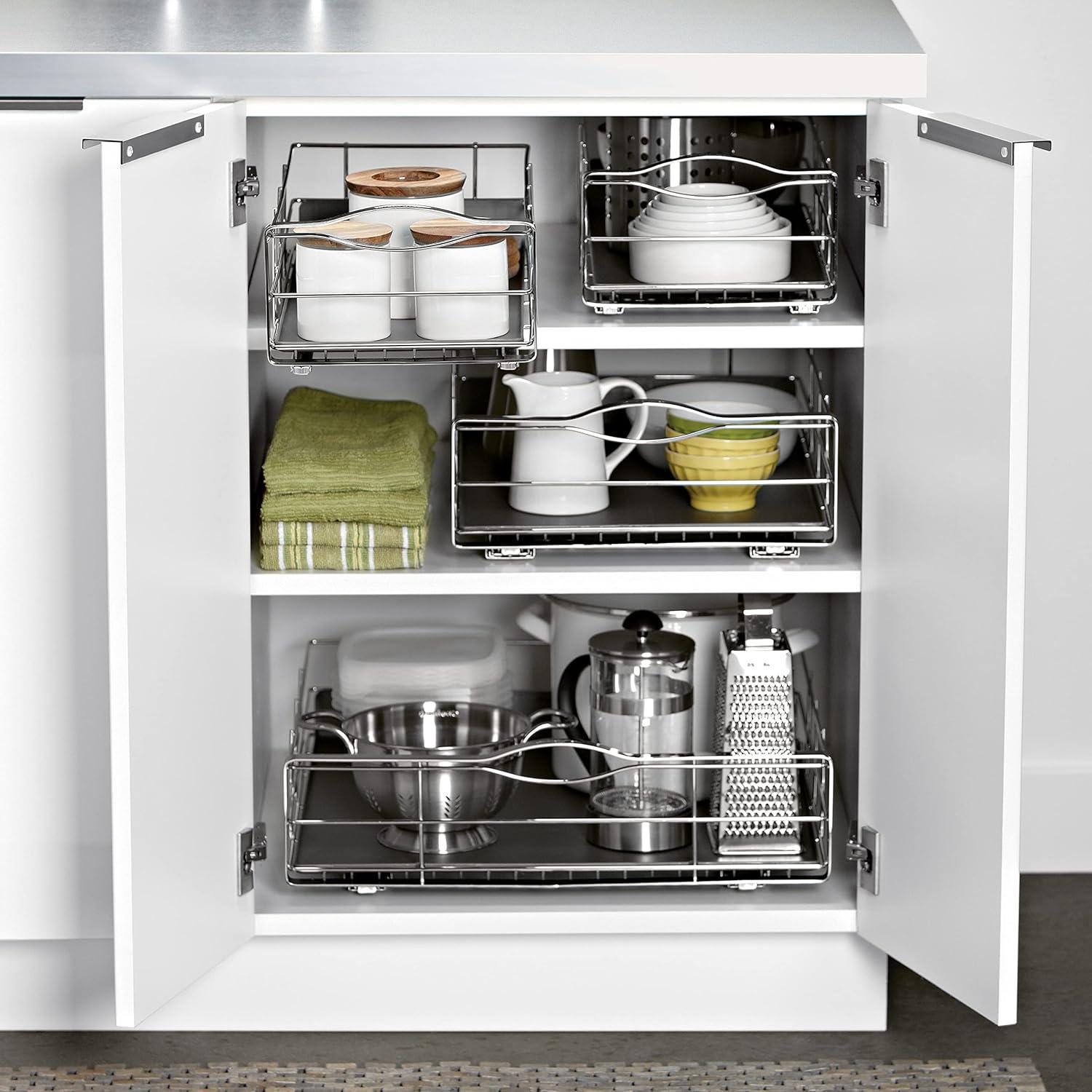 simplehuman 9" Pull-Out Kitchen Cabinet Organizer Stainless Steel Frame