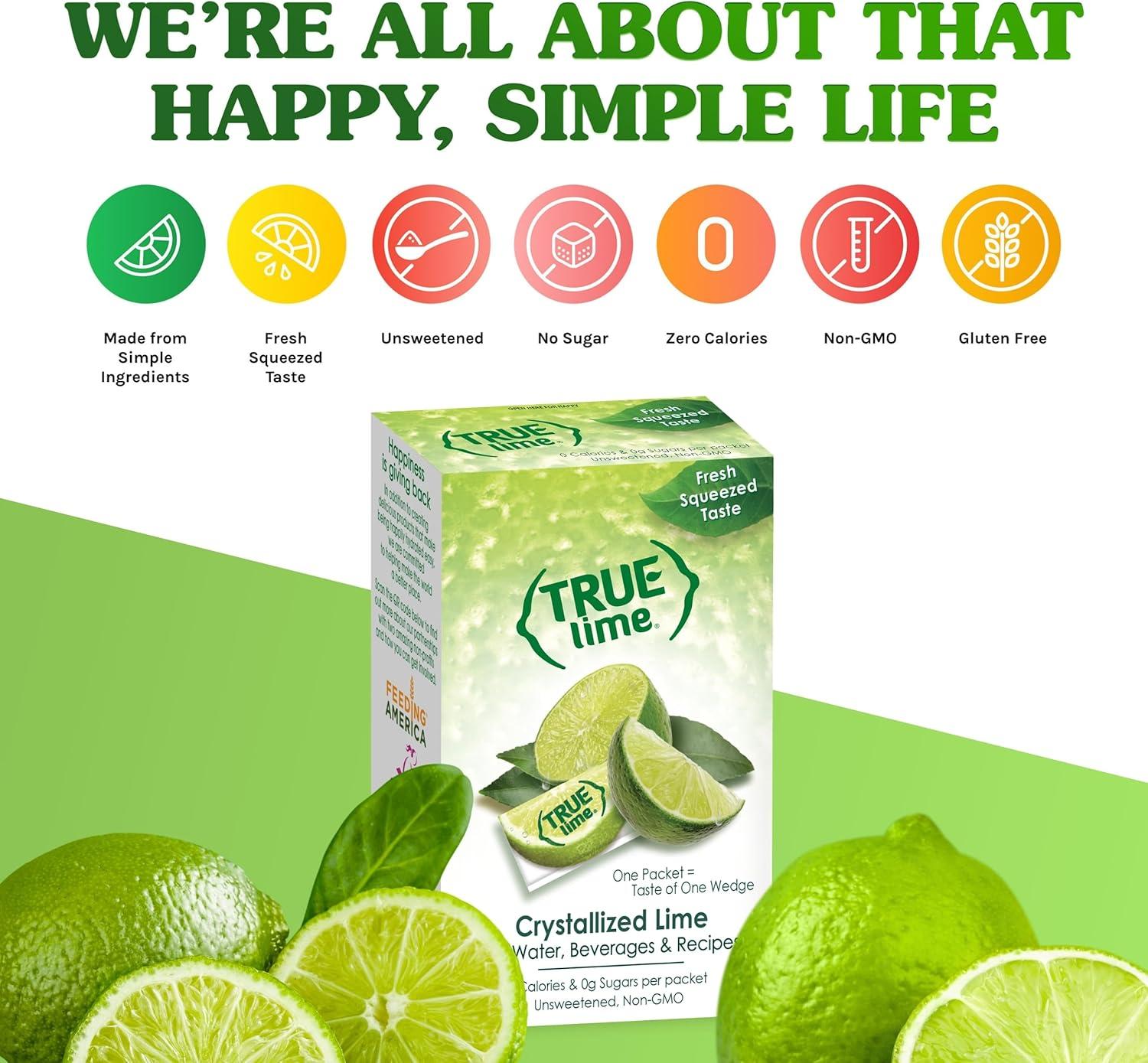 True Lime Crystallized Lime Packets for Water, Tea & Beverages