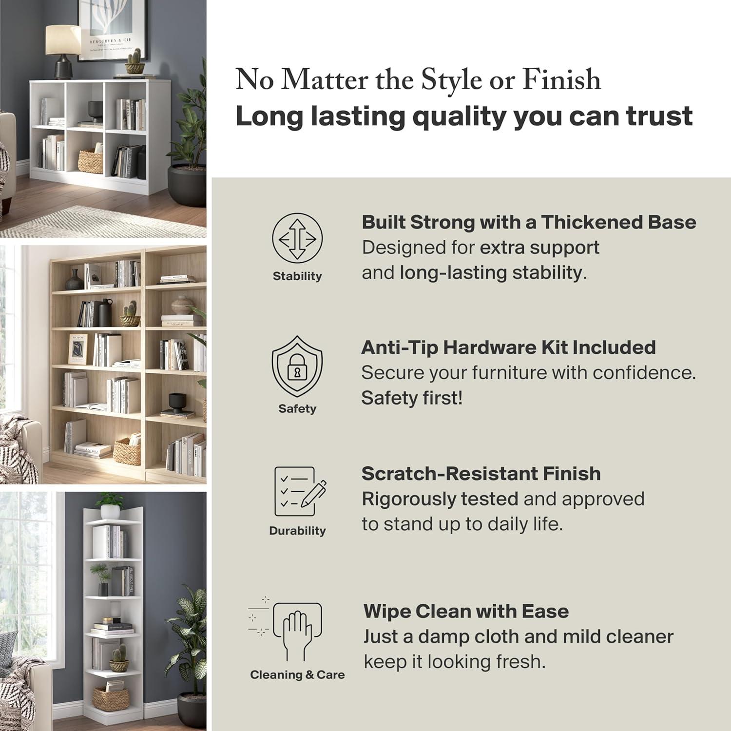 Universal Tall 5 Shelf Bookcase in Natural Cherry (Set of 2) - Engineered Wood