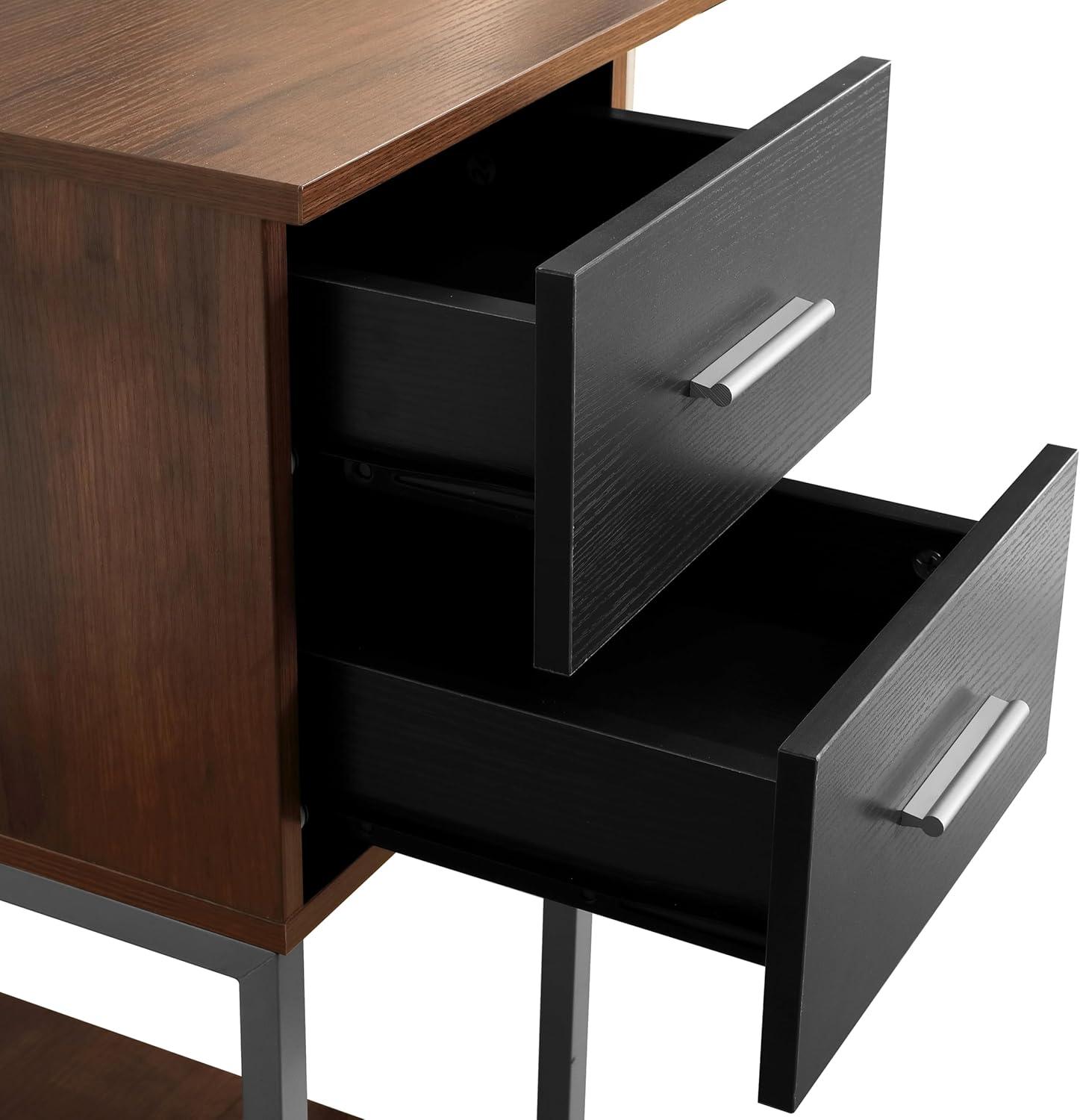 L Shape Desk with Hutch and Storage - Techni Mobili