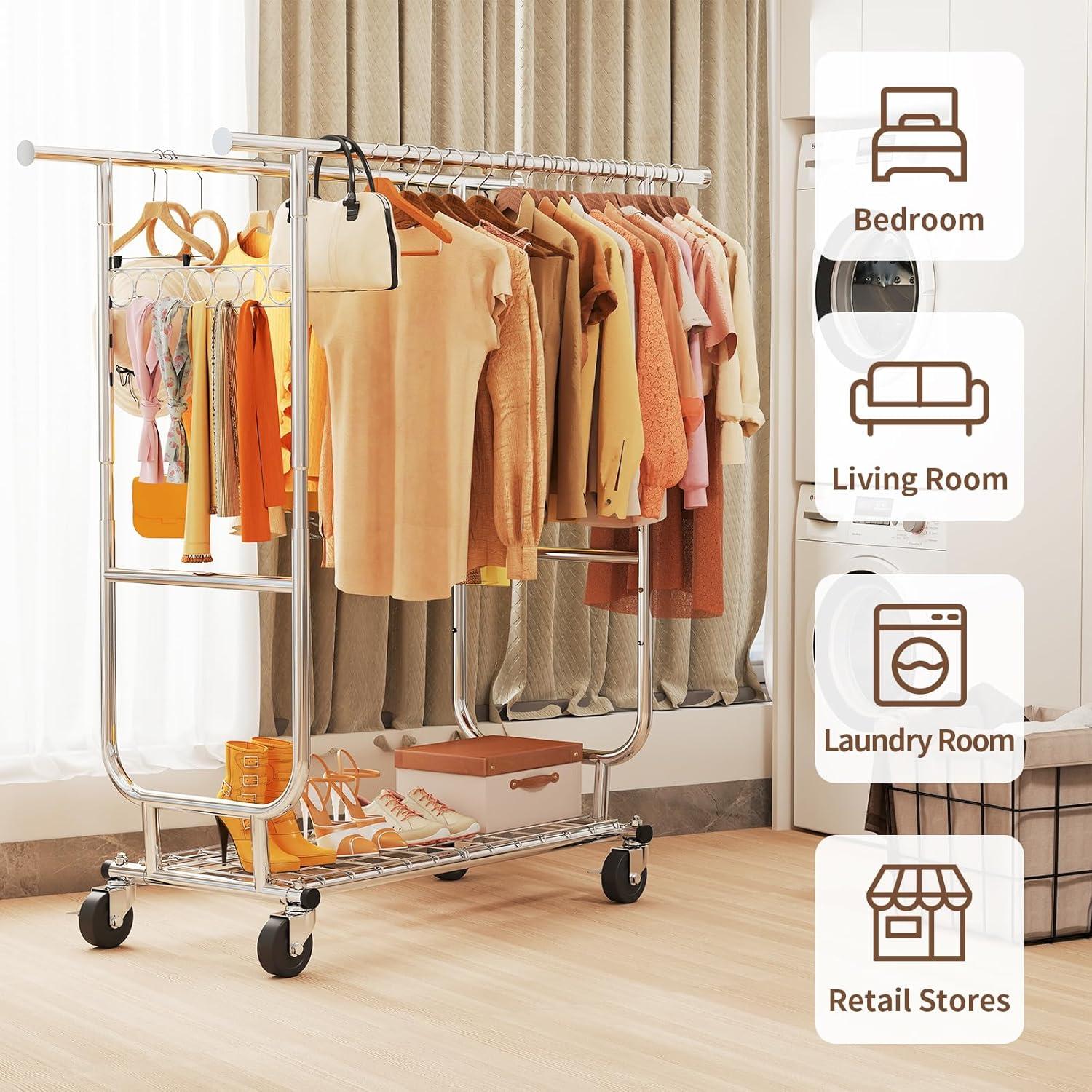 450 lbs Heavy Duty Clothing Garment Rack with Wheels