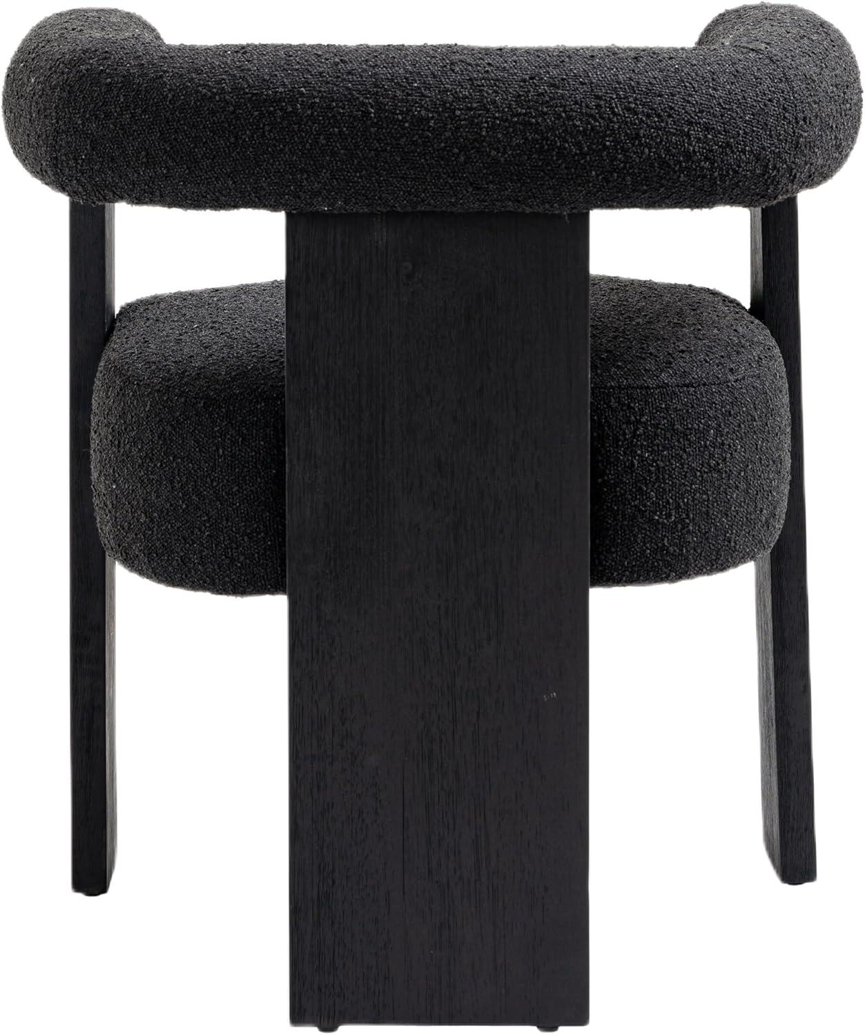 Black Boucle Fabric Mid-Century Modern Arm Chair with Wood Frame