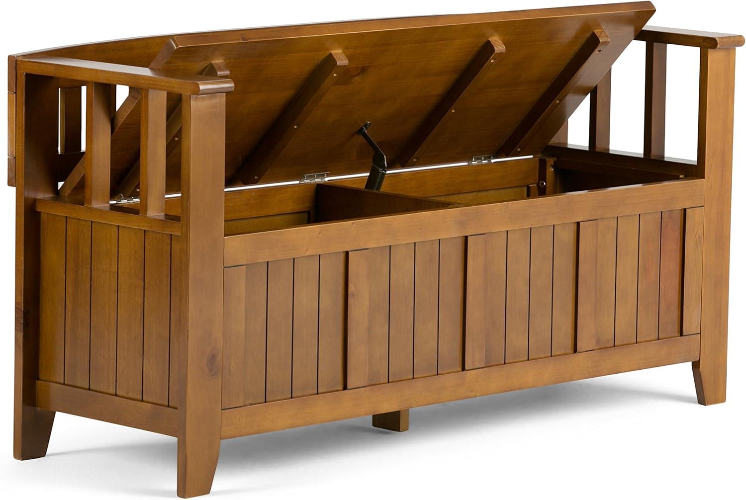 Acadian Light Avalon Brown Solid Wood Transitional Storage Bench
