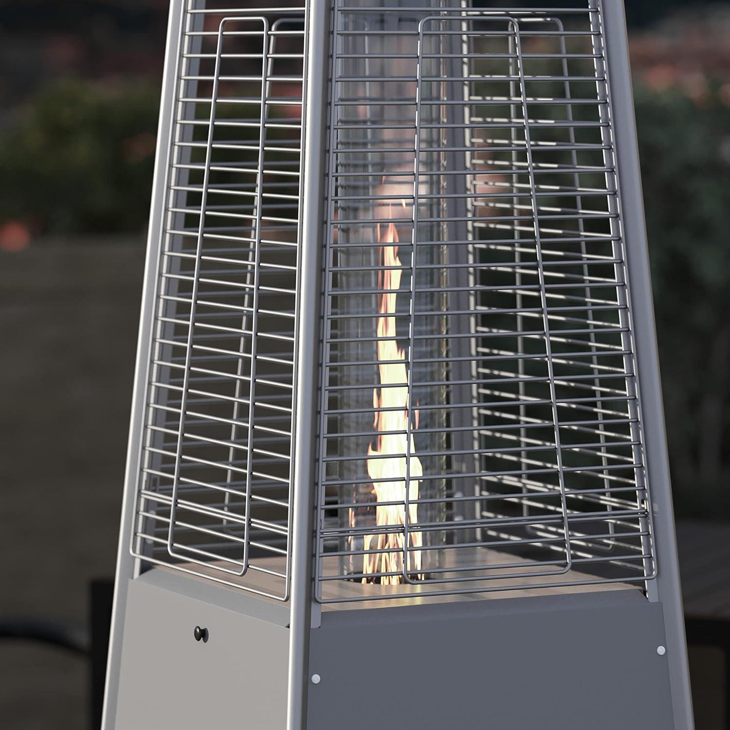 Taylor & Logan Outdoor Patio Heater - 7.5 Feet Round Steel Patio Heater - 42,000 BTU's Silver