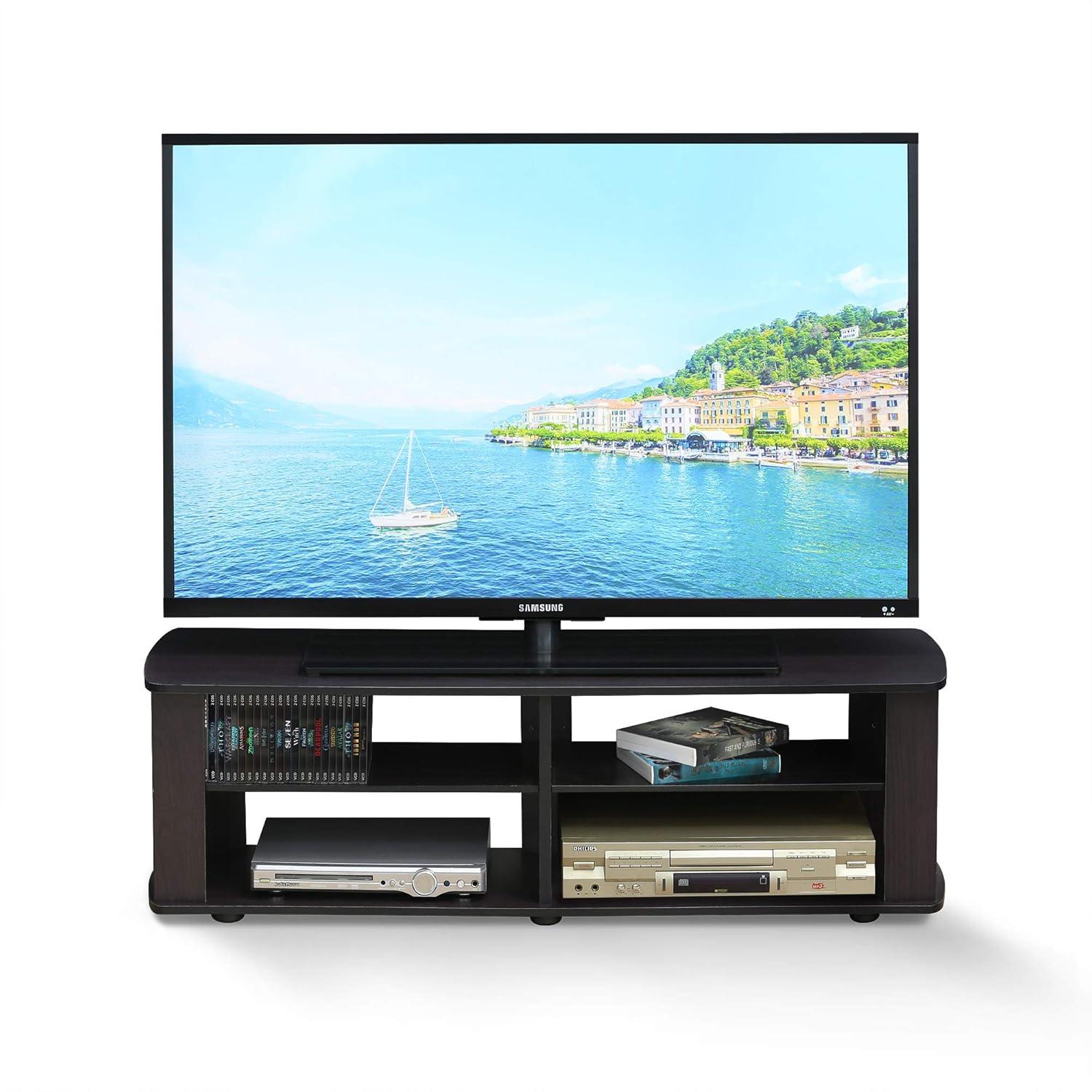 Furinno Nelly Wood Entertainment Center TV Stand in for TV up to 50" Dark Walnut