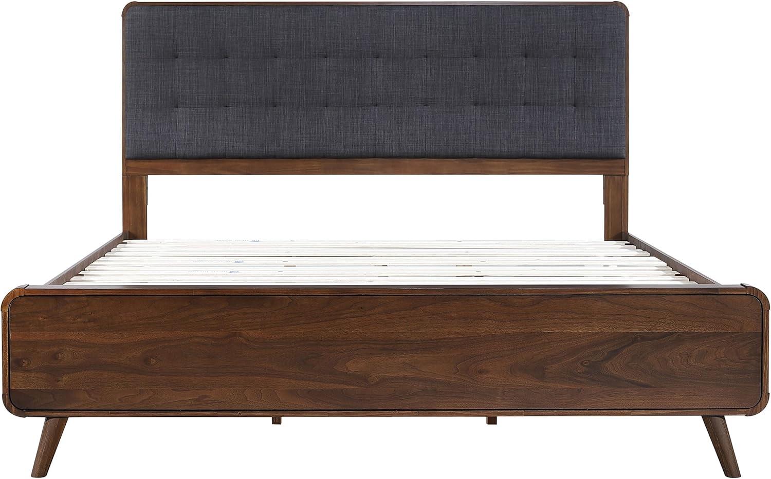 Robyn Eastern King Bed with Upholstered Headboard Dark Walnut