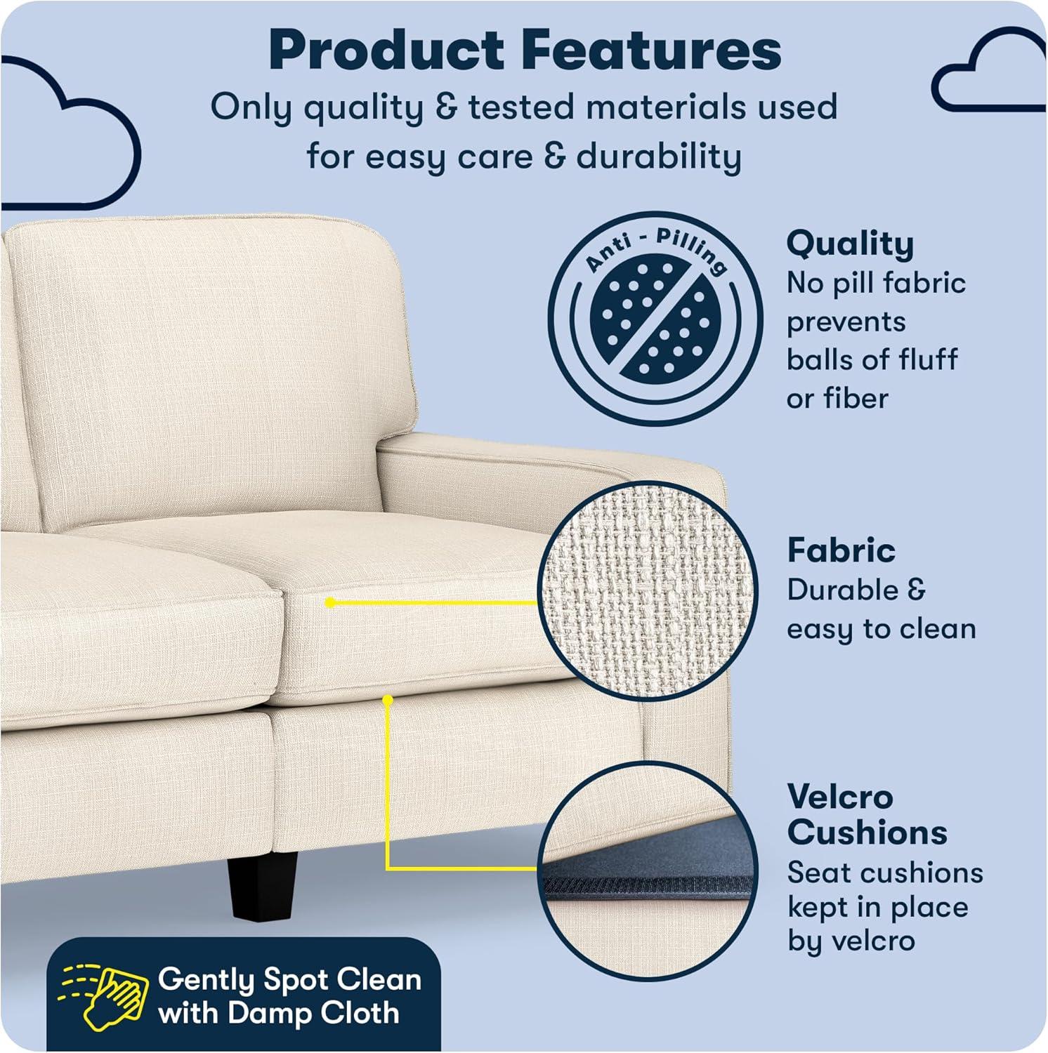 Serta Palisades 61" Track Arm Sofa, Easy Care Fabric, Soft Pillow Back, Pocket Coil Seat Cushions