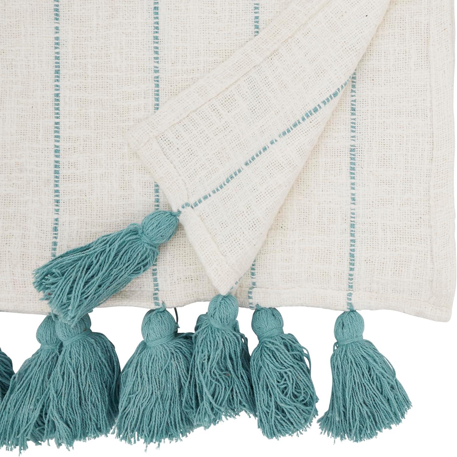 Saro Lifestyle Tassel Fantasy Stripe Table Runner