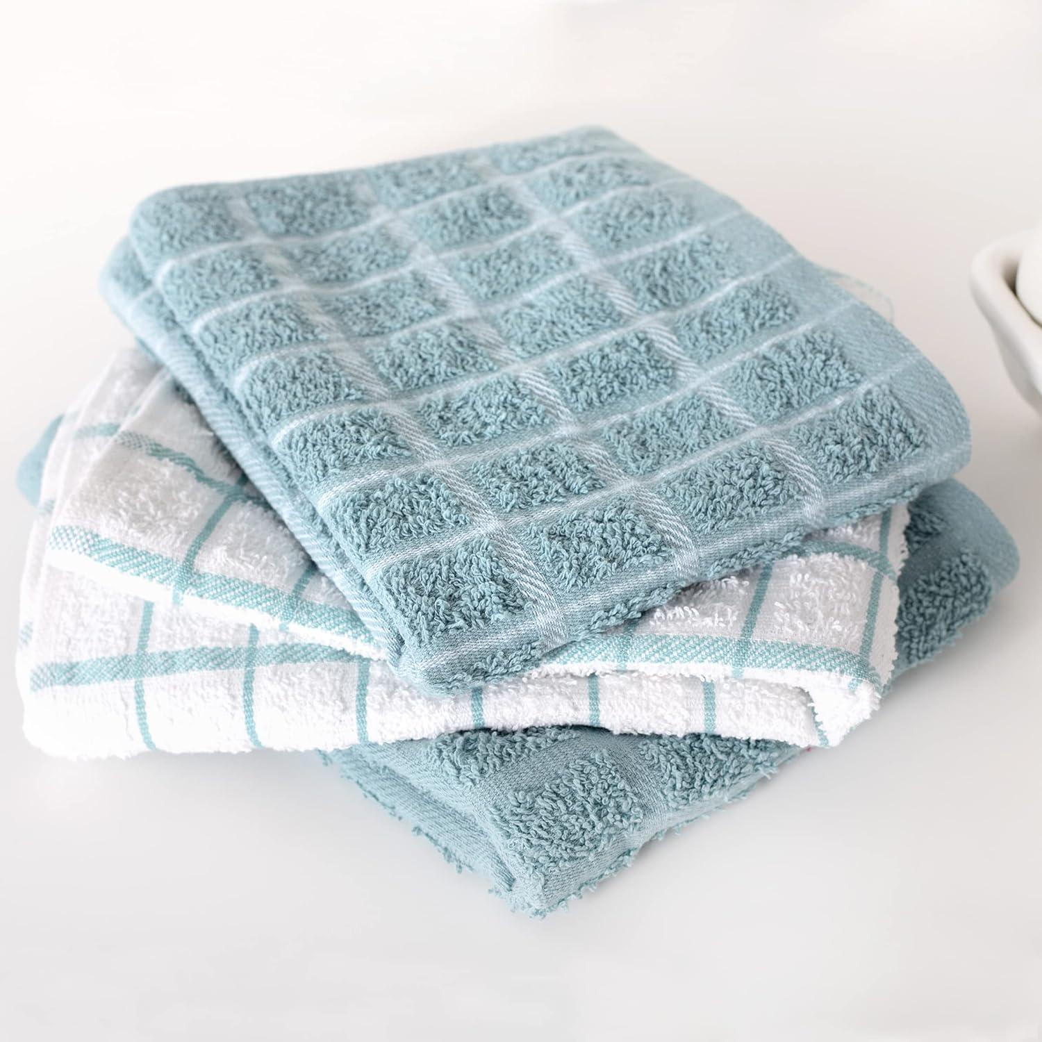 Dew Terry Cotton Check Kitchen Towel Set, 3-Pack