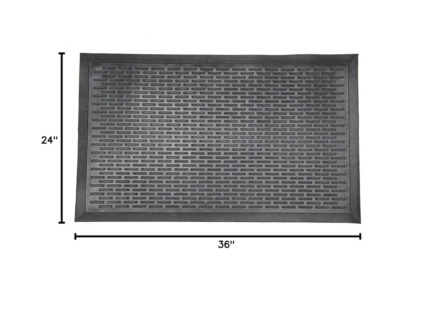 Ottomanson Easy clean, Waterproof Non-Slip Indoor/Outdoor Rubber Doormat, Black