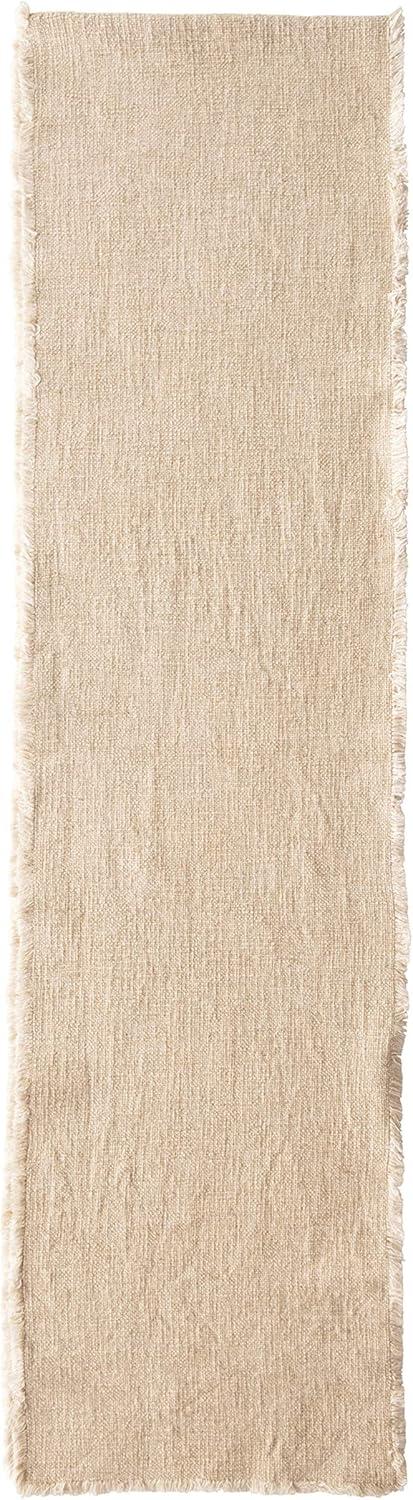 Creative Co-Op Linen Blend Table Runner with Frayed Edges, Natural