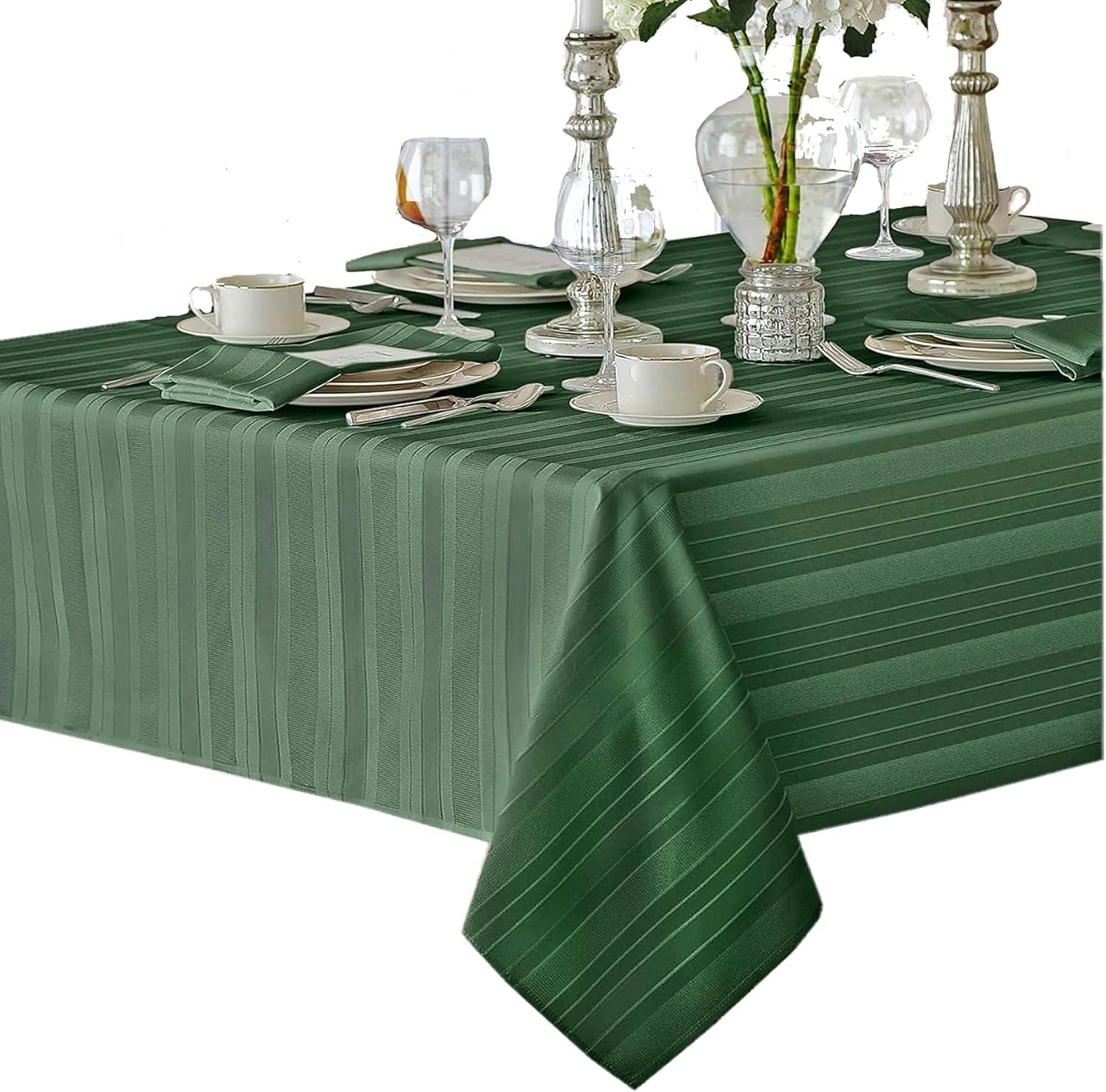 Elrene Denley Stripe Jacquard Stain Resistant Tablecloth ~ Elrene Home Fashions