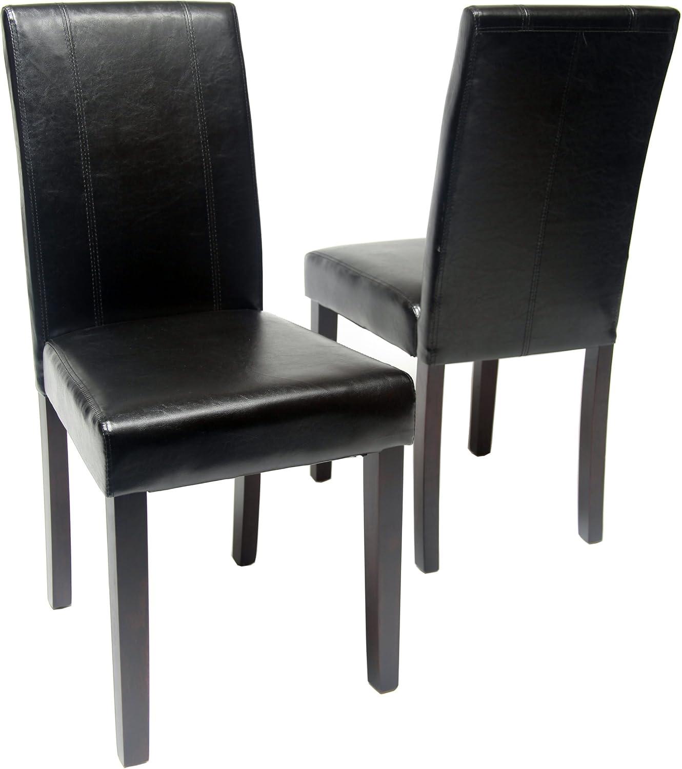 High-Back Black Faux Leather Parsons Side Chair