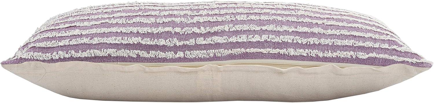 Ox Bay 14" x 36" Hand-stitched Purple/ White Stripe Organic Cotton Pillow Cover
