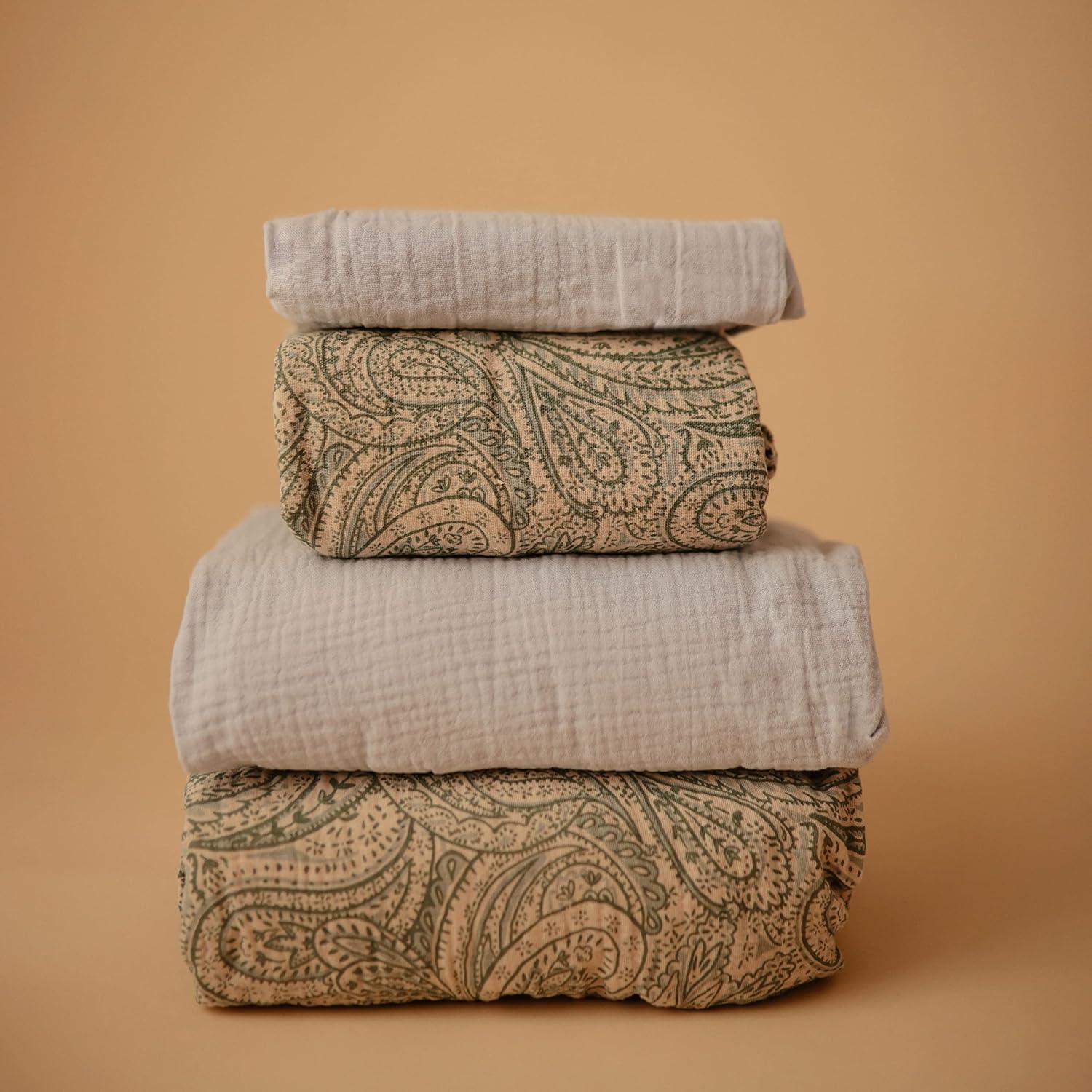 Mushie Extra Soft Muslin Crib Sheet - Blue Flowers