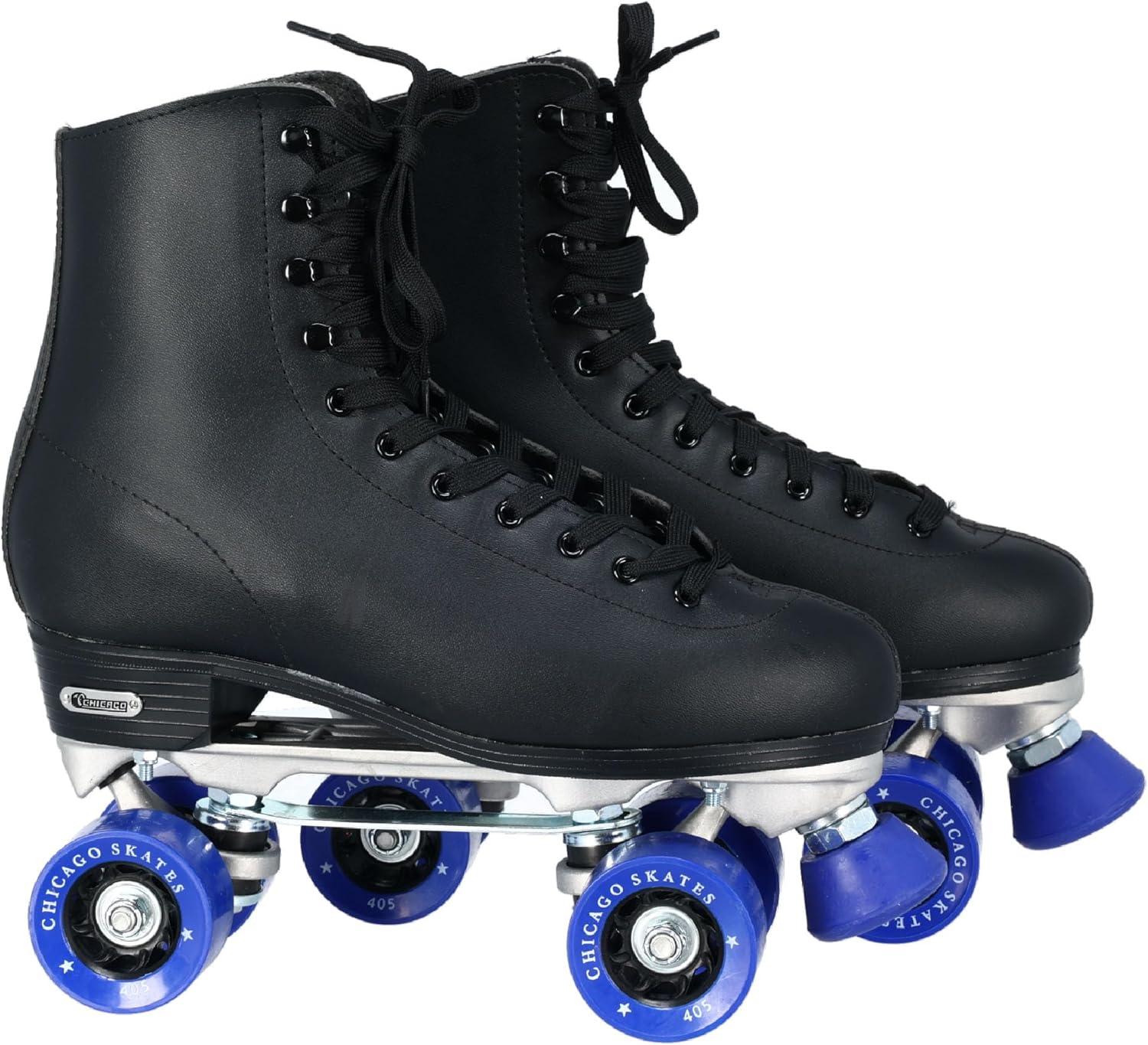 CHICAGO Skates Premium Black Quad Roller Skates for Boys and Men Beginners Classic Adjustable High-Top Design for Indoor or Outdoor Skates and Roller Derby