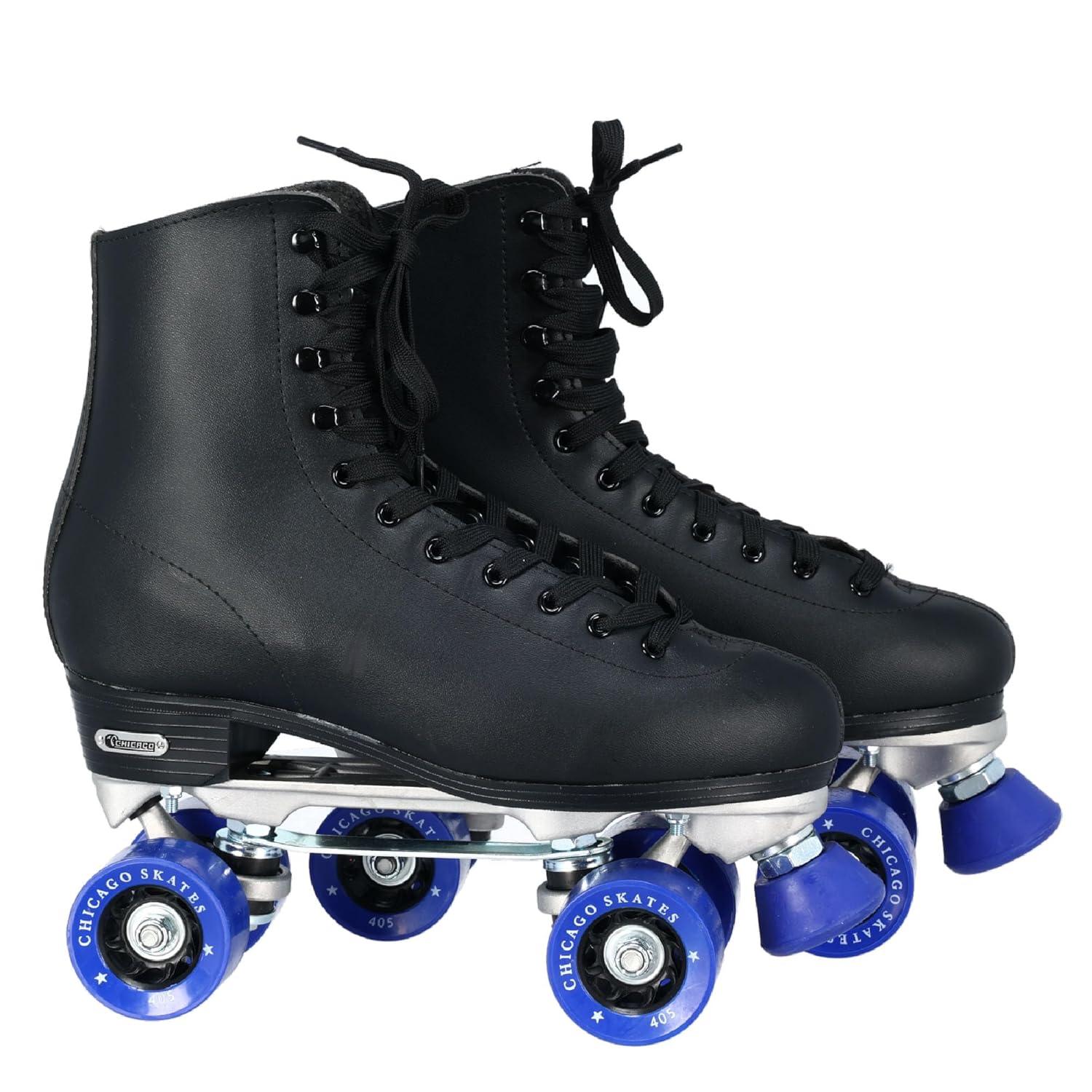 Chicago Patines Cuádruples Clásicos para Hombre, Patines de Pista clásicos Negros, Talla 12