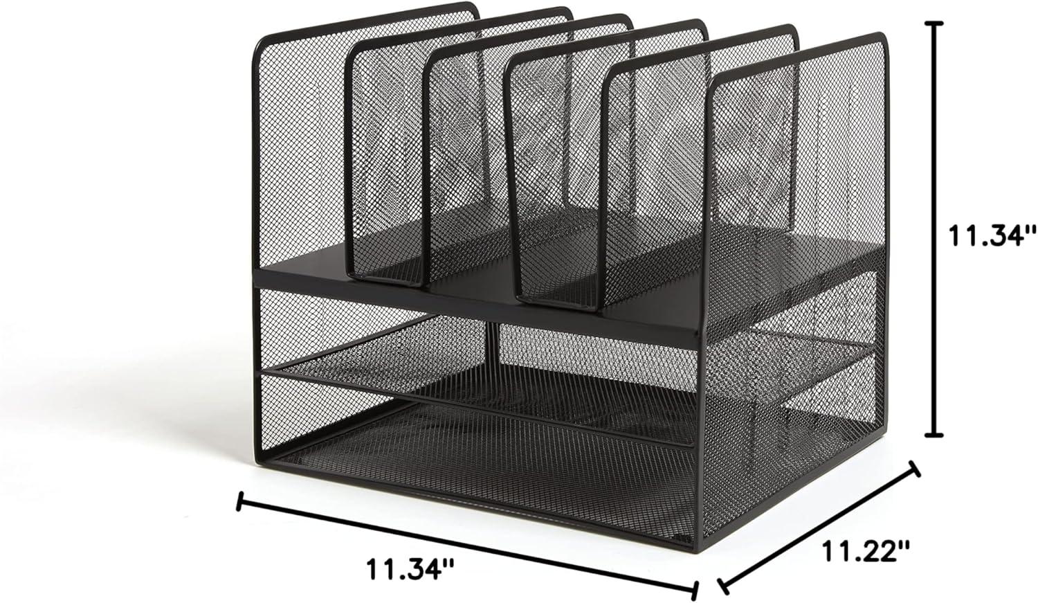 TRU RED 7 Compartment Wire Mesh File Organizer Matte Bk TR57537-CC