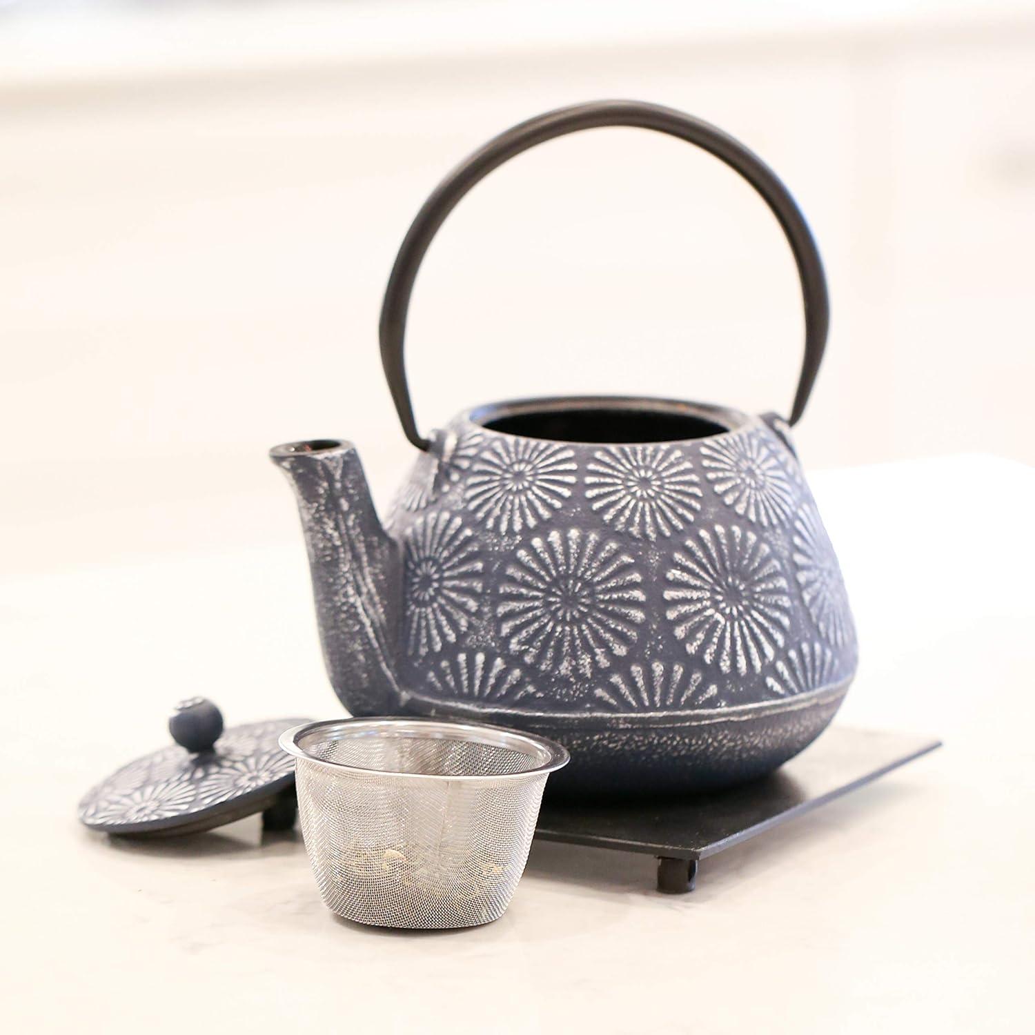 Frieling "Hani", Cast Iron Teapot, 40 fl. oz. , Blue/Silver