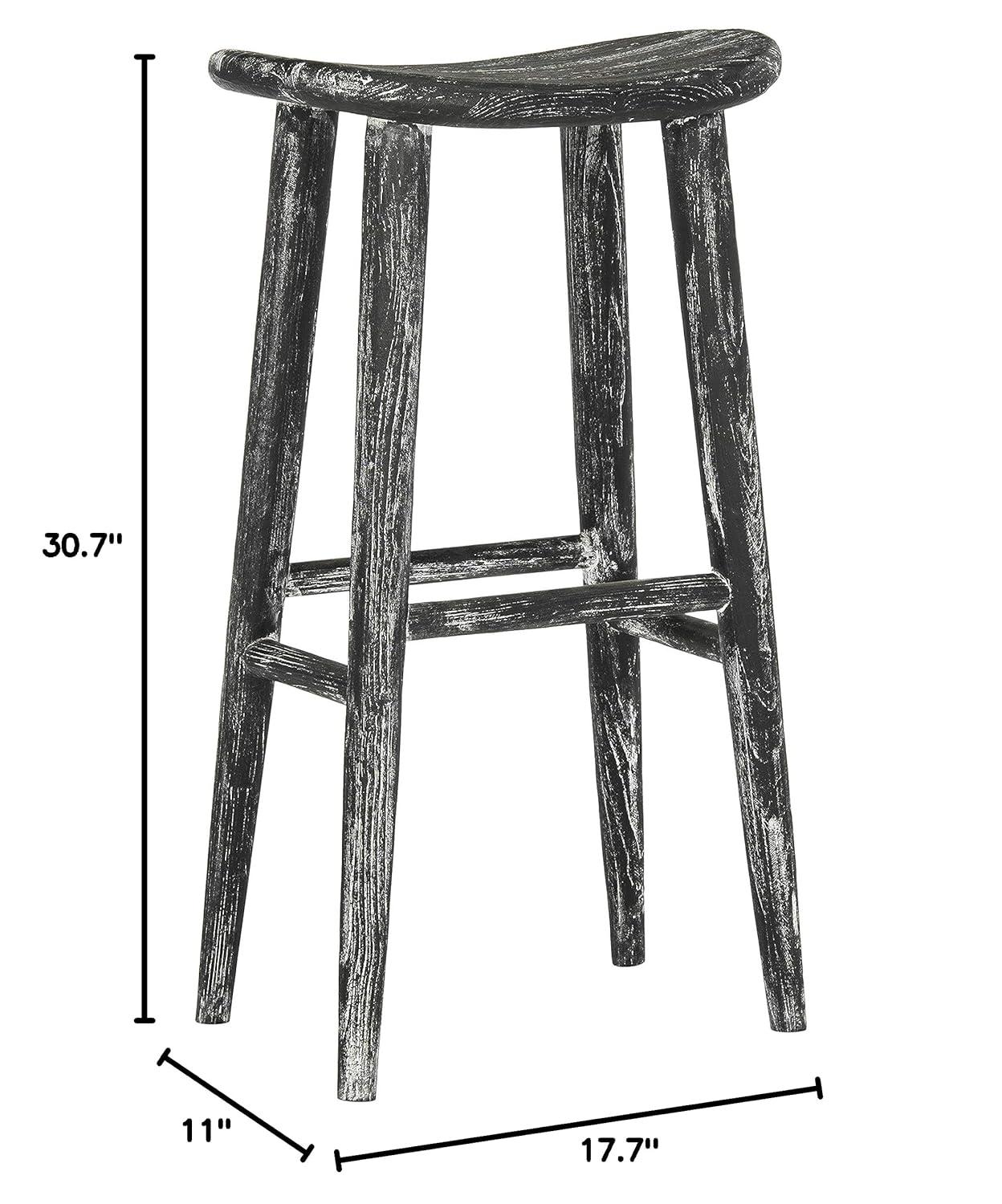 Colton Wood Bar Stool - BST1001 - Black/White Wash/Sungkai Wood - Safavieh