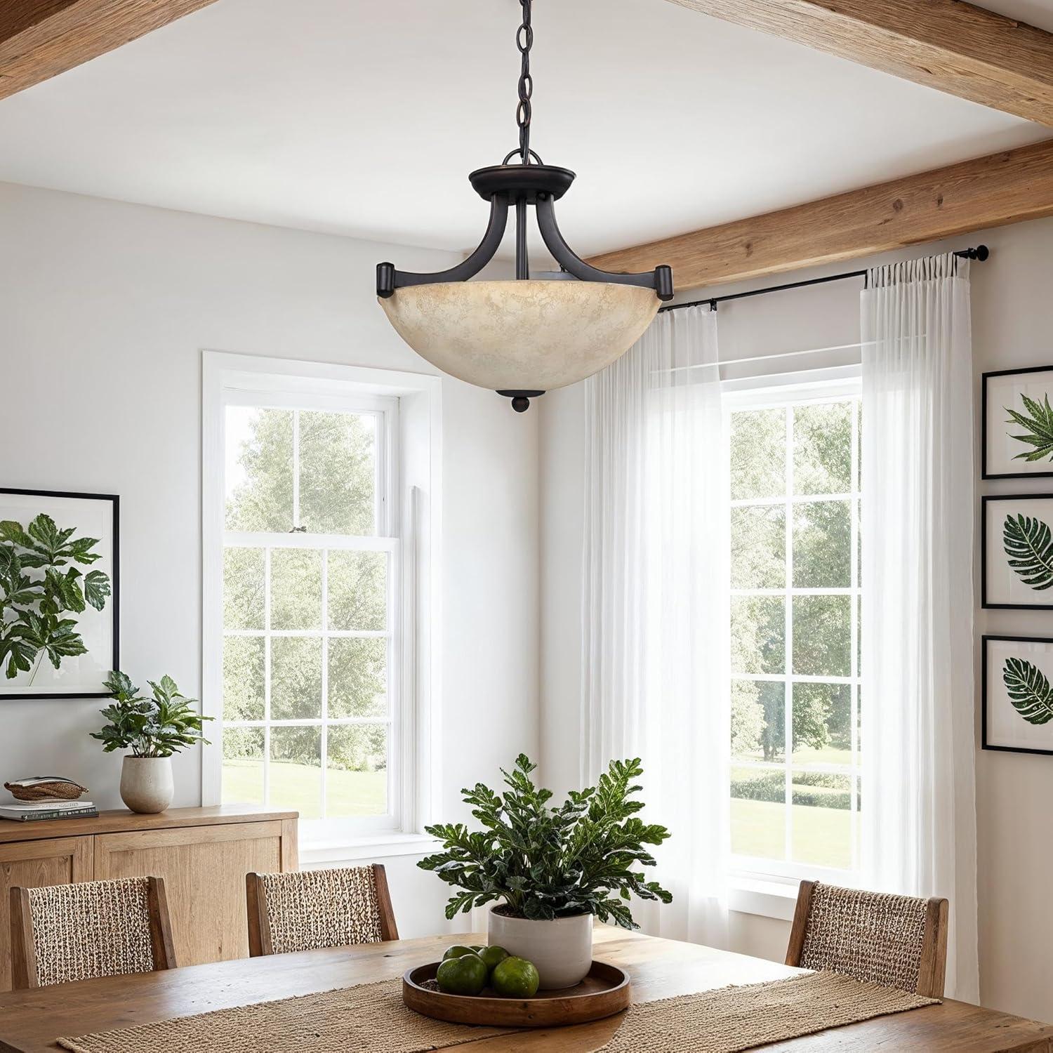 Canarm ICH375A03RA14 3 Light Warren Dual Large Pendant Light Fixture