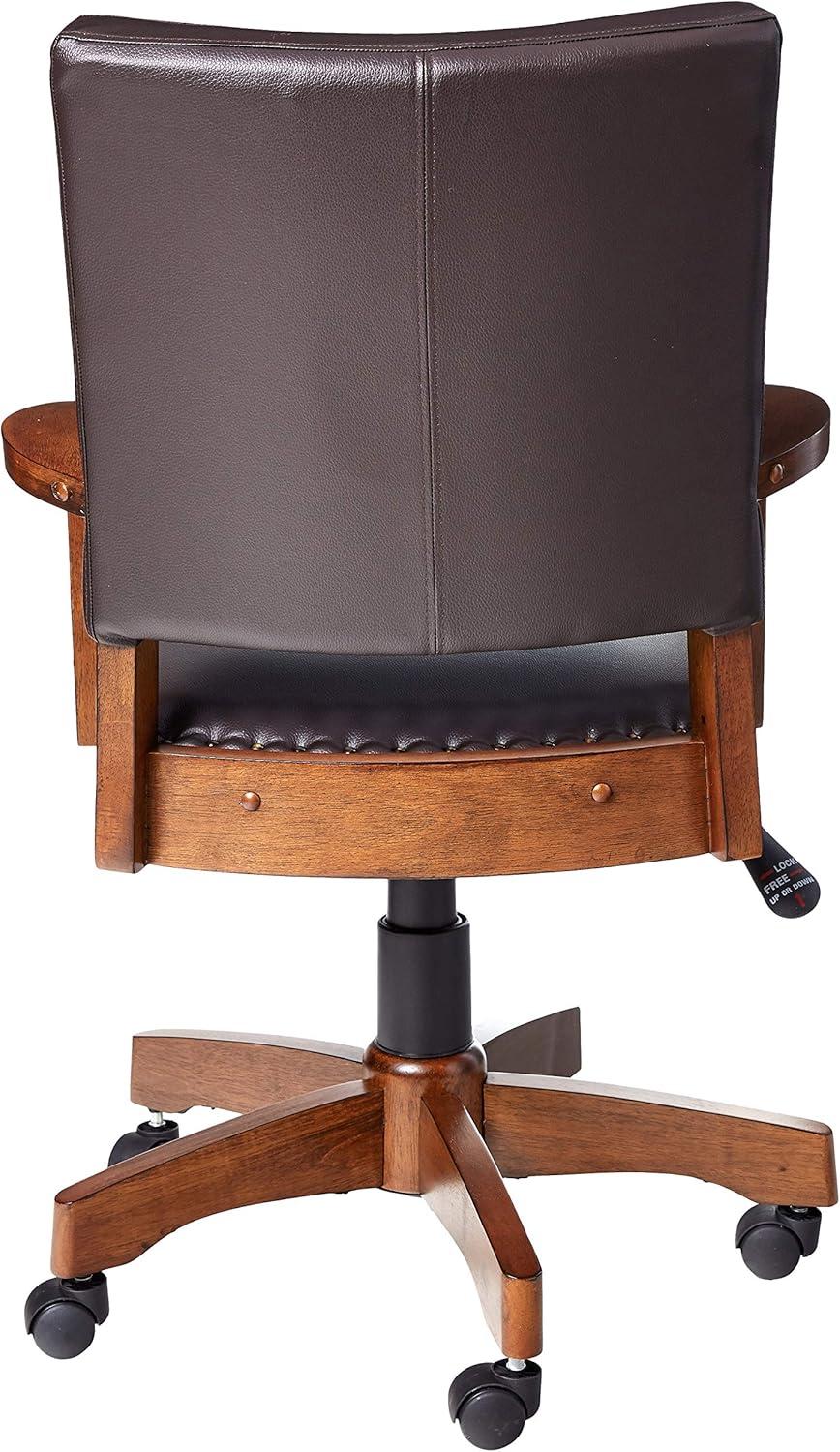 Deluxe Wood Bankers Chair in Espresso Faux Leather