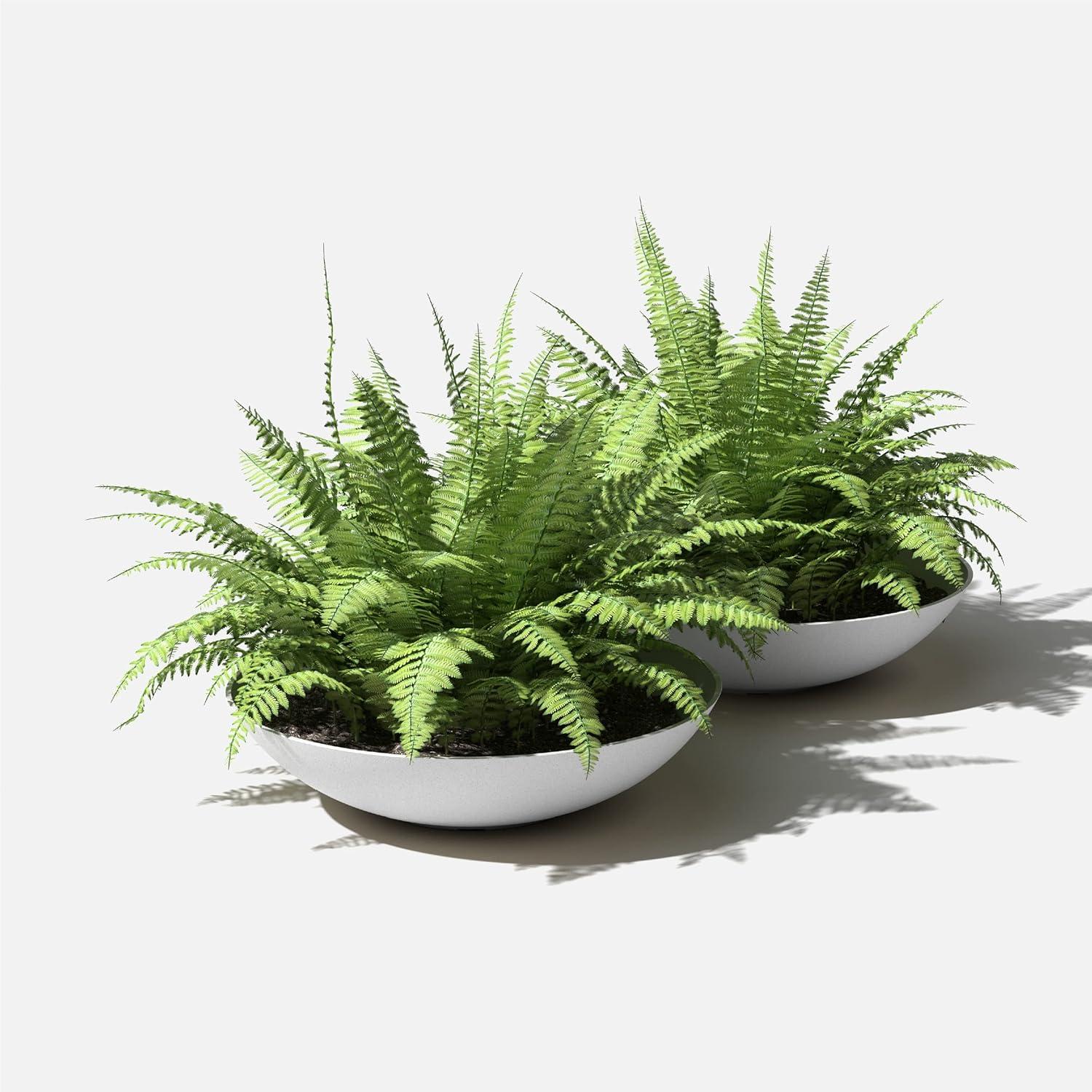 Veradek Mason Series Lane Bowl 32" Plastic-Stone Planter 2-Pack White