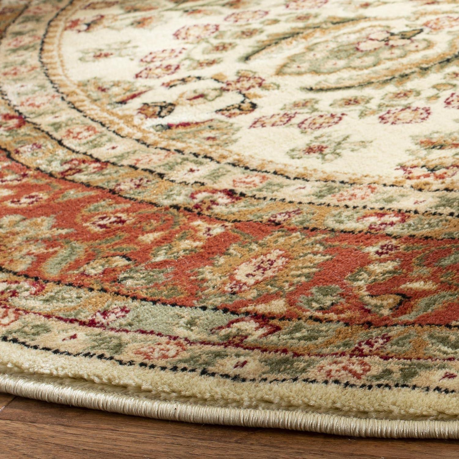 Lyndhurst LNH214 Power Loomed Area Rug - Ivory/Rust - 5'3" round - Safavieh.