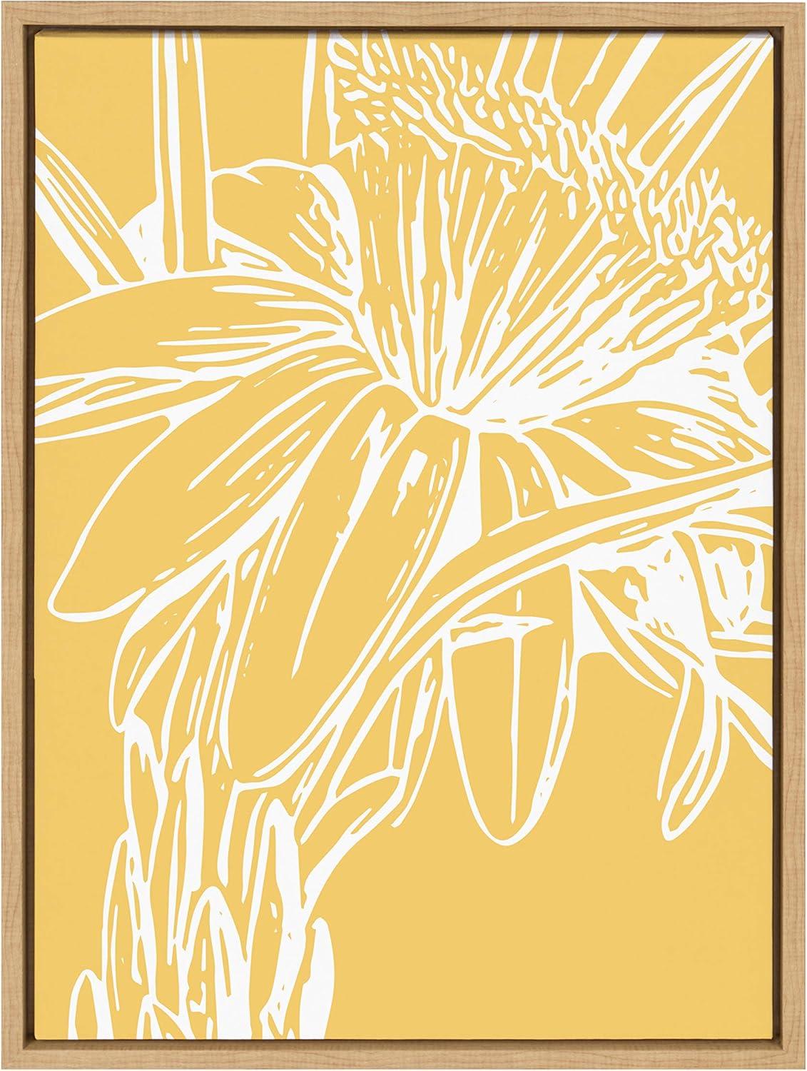 18" x 24" Sylvie Flower in Yellow Framed Wall Canvas by Apricot and Birch - Kate & Laurel All Things Decor