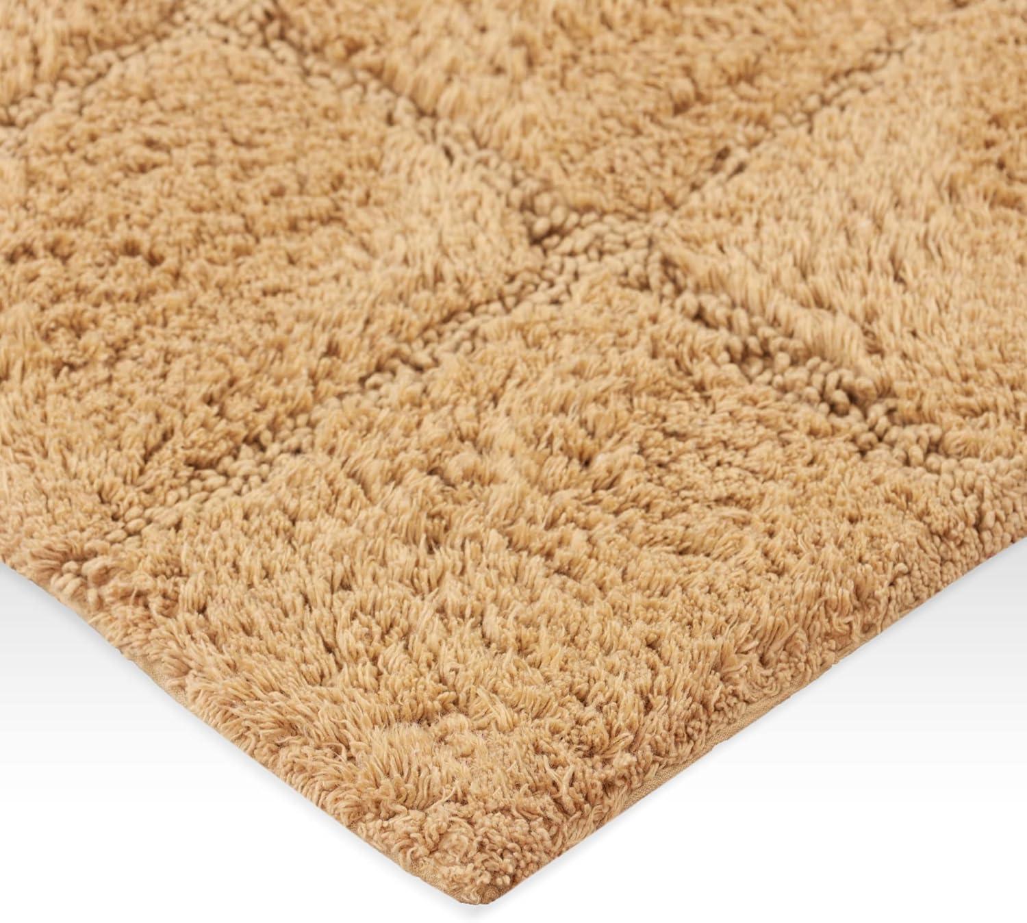 Cotton Checkered 2-Piece Toast Highly Absorbent Non-Slip Bath Rug Set by Superior